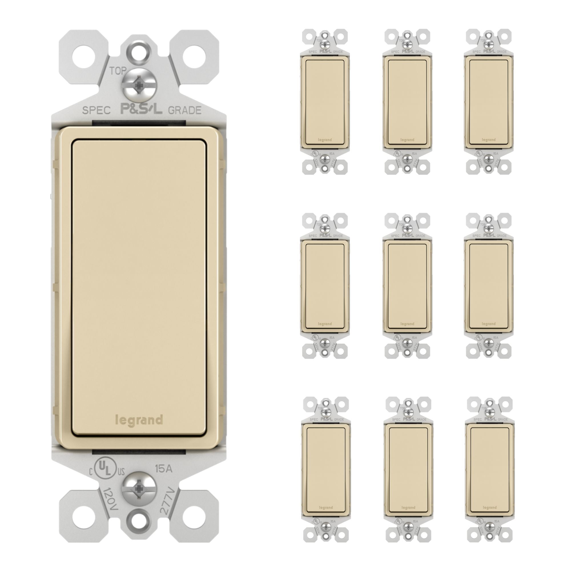 radiant 15A Single-Pole Switch, Ivory, 10-Pack