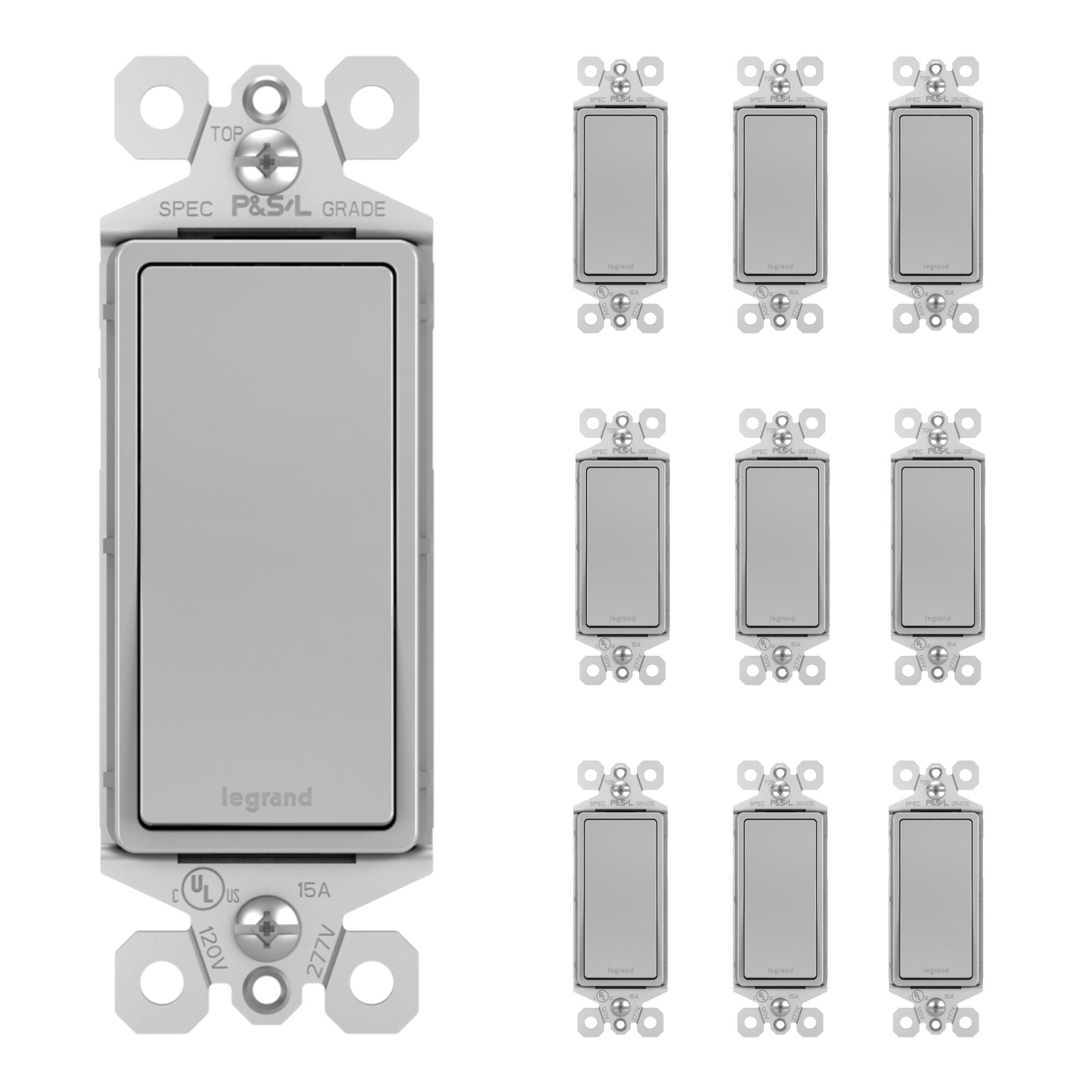 radiant 15A 3-Way Light Switch, 120V, Gray, 10-Pack
