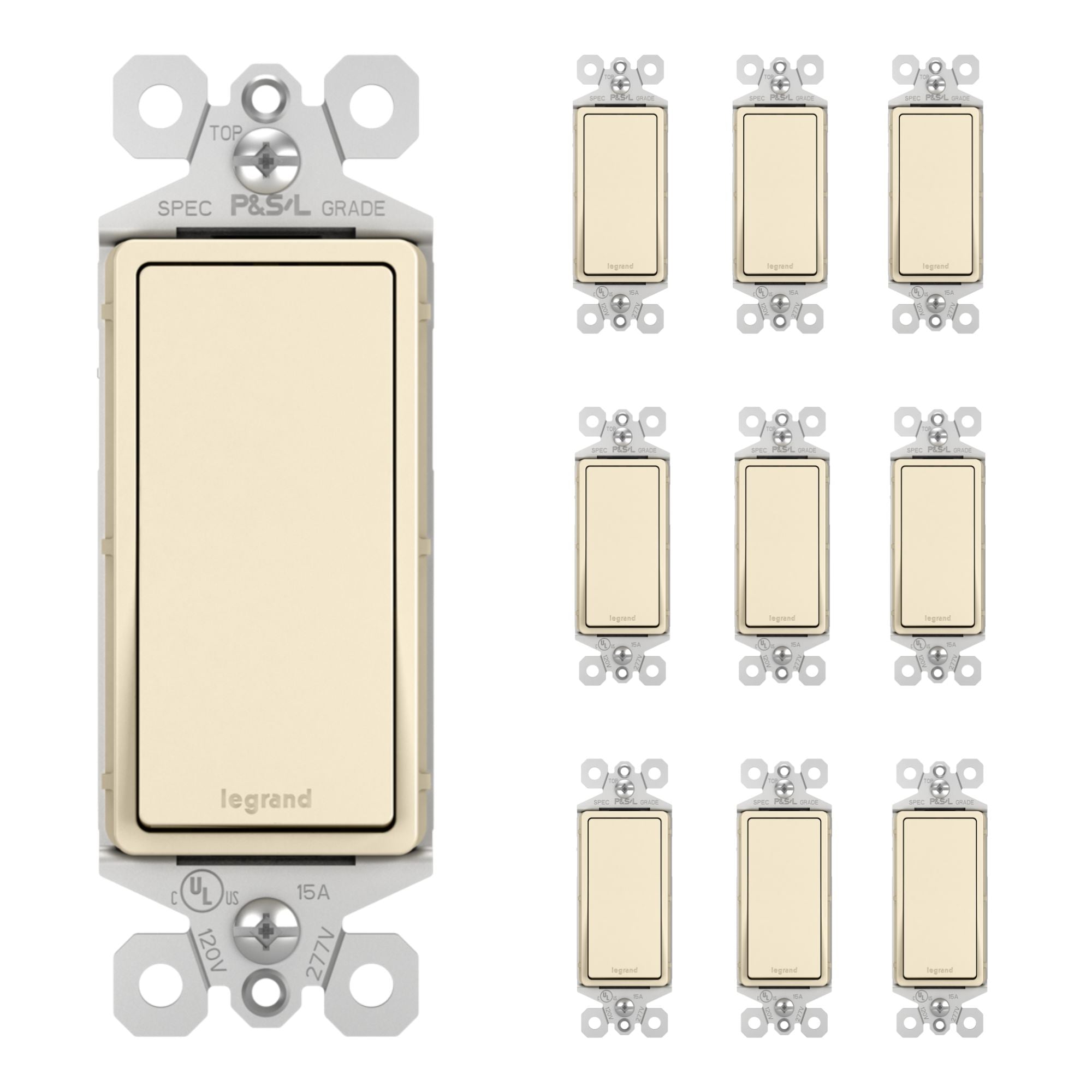 radiant 15A 3-Way Light Switch, 120V, Light Almond, 10-Pack