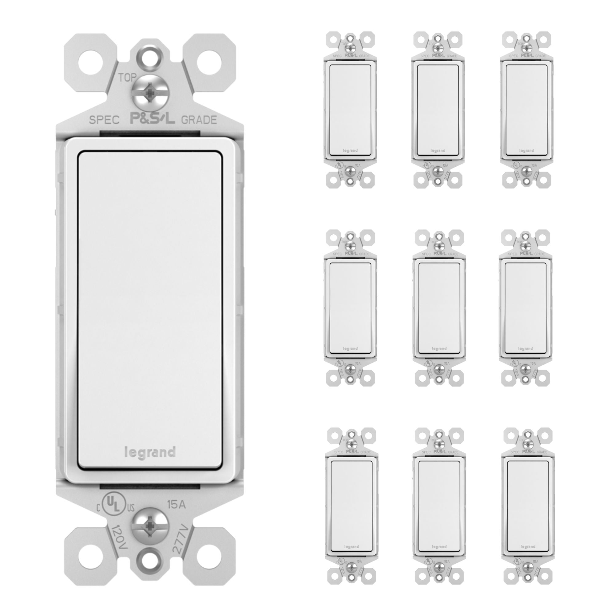 radiant 15A 3-Way Light Switch, 120V, White, 10-Pack