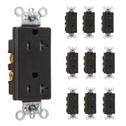 Pass and Seymour 20A Tamper-Resistant Duplex Receptacle, Black, 10-Pack