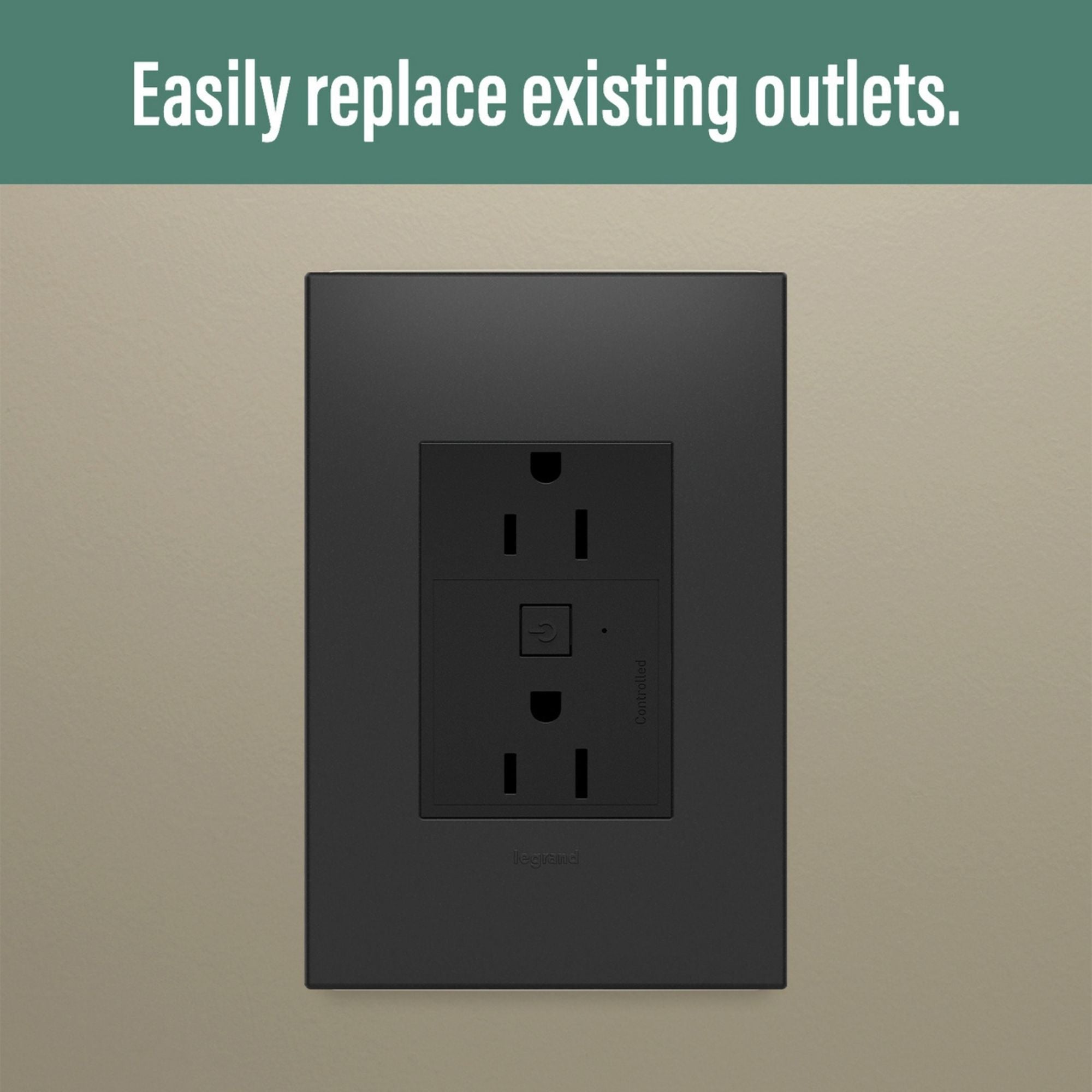 adorne 15A Smart Outlet with Netatmo Plus-Size, Graphite - Bees Lighting