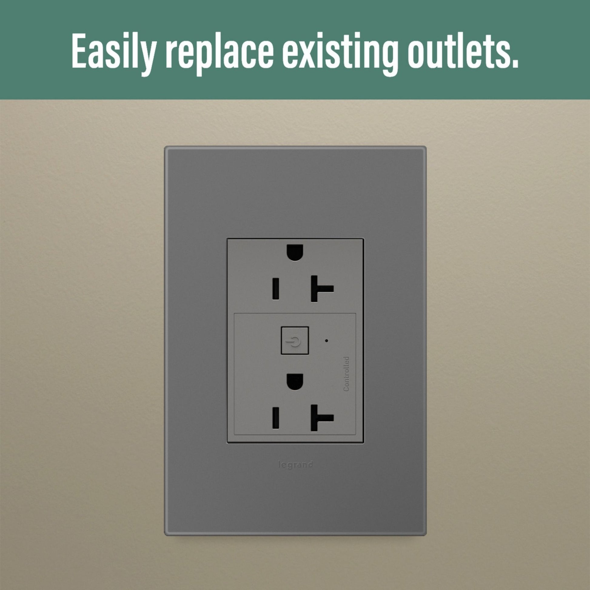 adorne 20A Smart Outlet with Netatmo Plus-Size, Magnesium - Bees Lighting