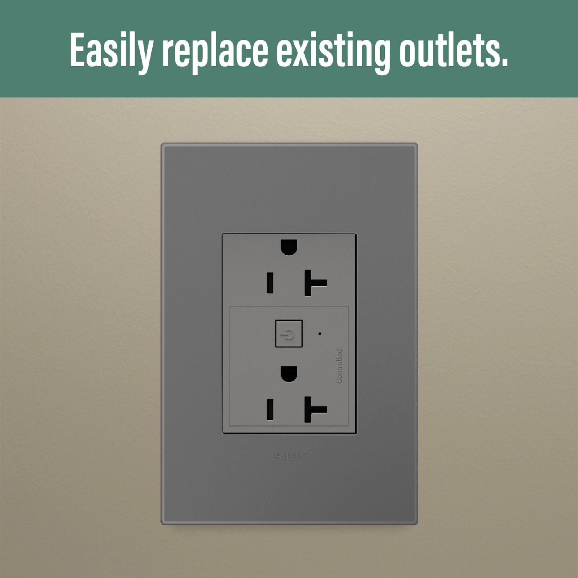 adorne 20A Smart Outlet with Netatmo Plus-Size, Magnesium - Bees Lighting