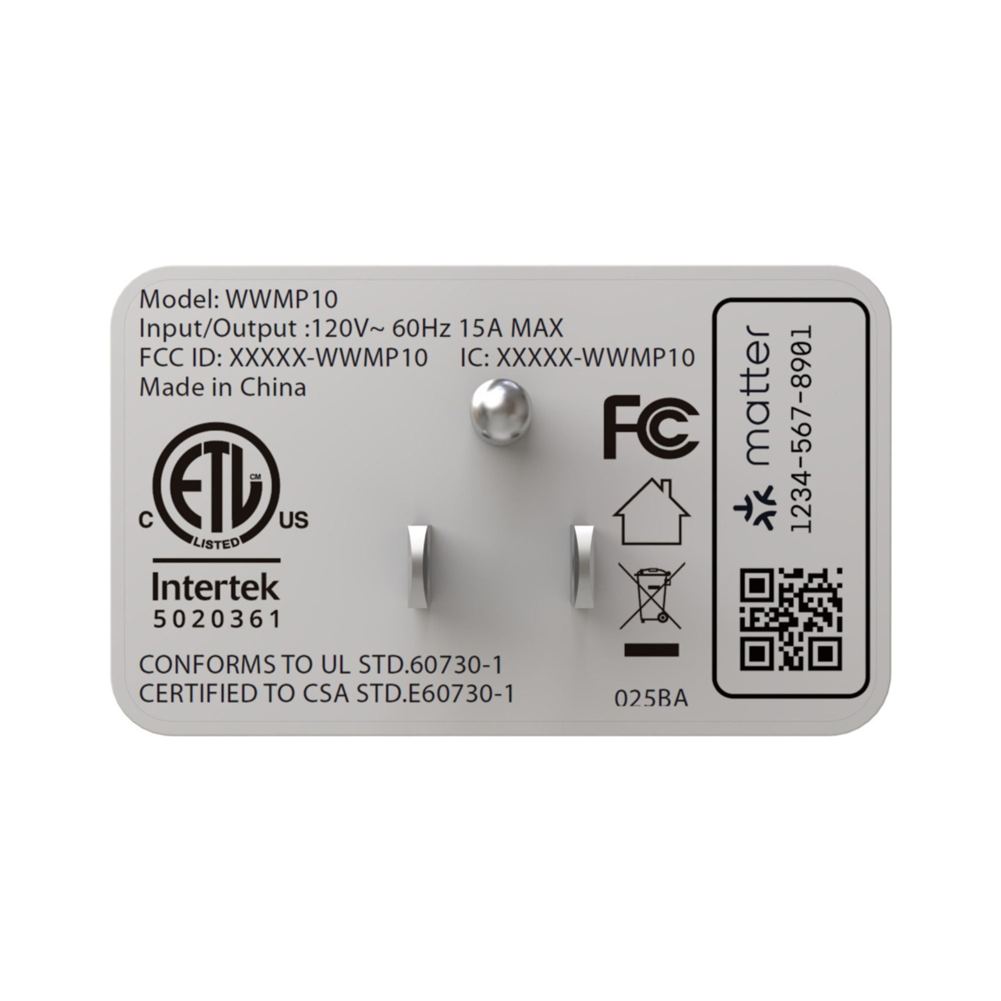 Smart 15A Plug-In Switch with Wi-Fi, Matter-Enabled, Matte White - Bees Lighting