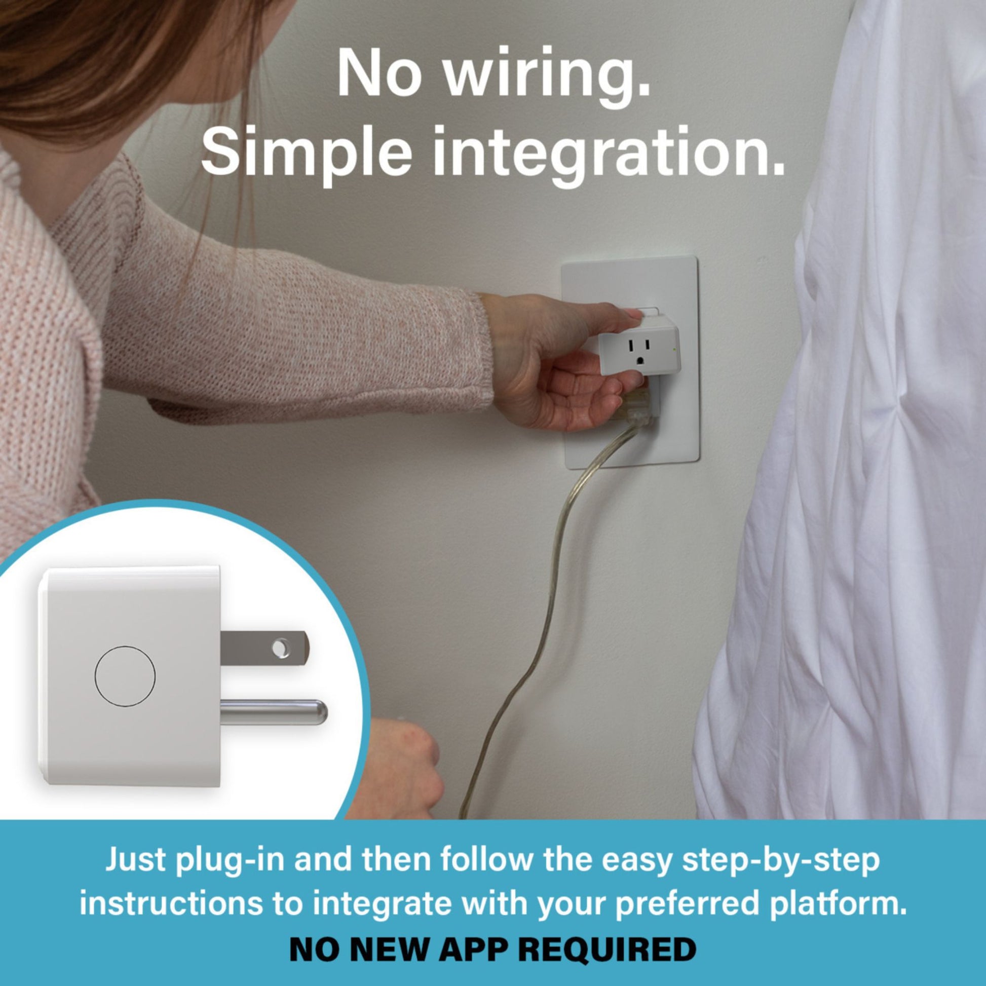 Smart 15A Plug-In Switch with Wi-Fi, Matter-Enabled, Matte White - Bees Lighting