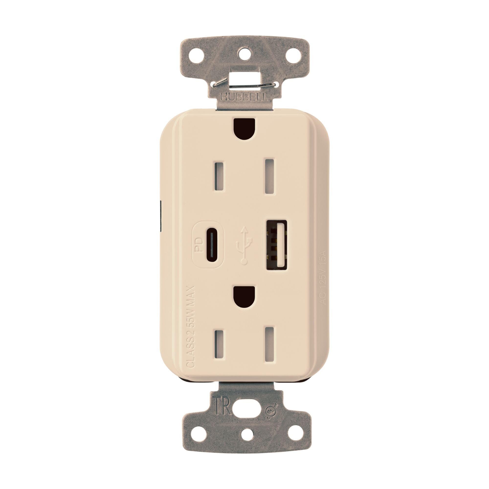Lutron Claro CAR-15-ACTR-WH 15A Tamper-Resistant USB Type A & C Duplex Receptacle - White