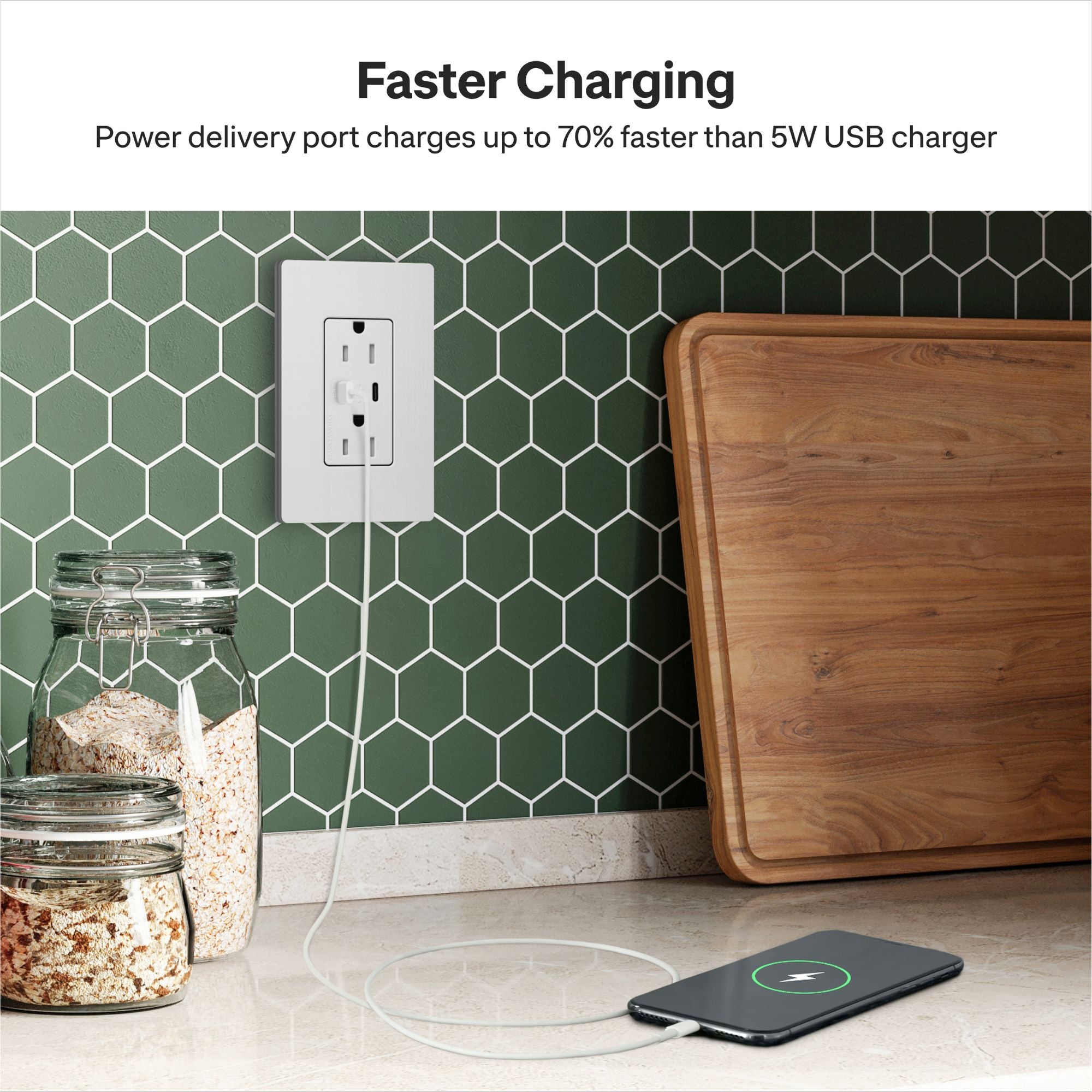 Lutron Claro CAR-15-CCTR-BL 15A Tamper-Resistant USB Type C + C Duplex Receptacle - Black