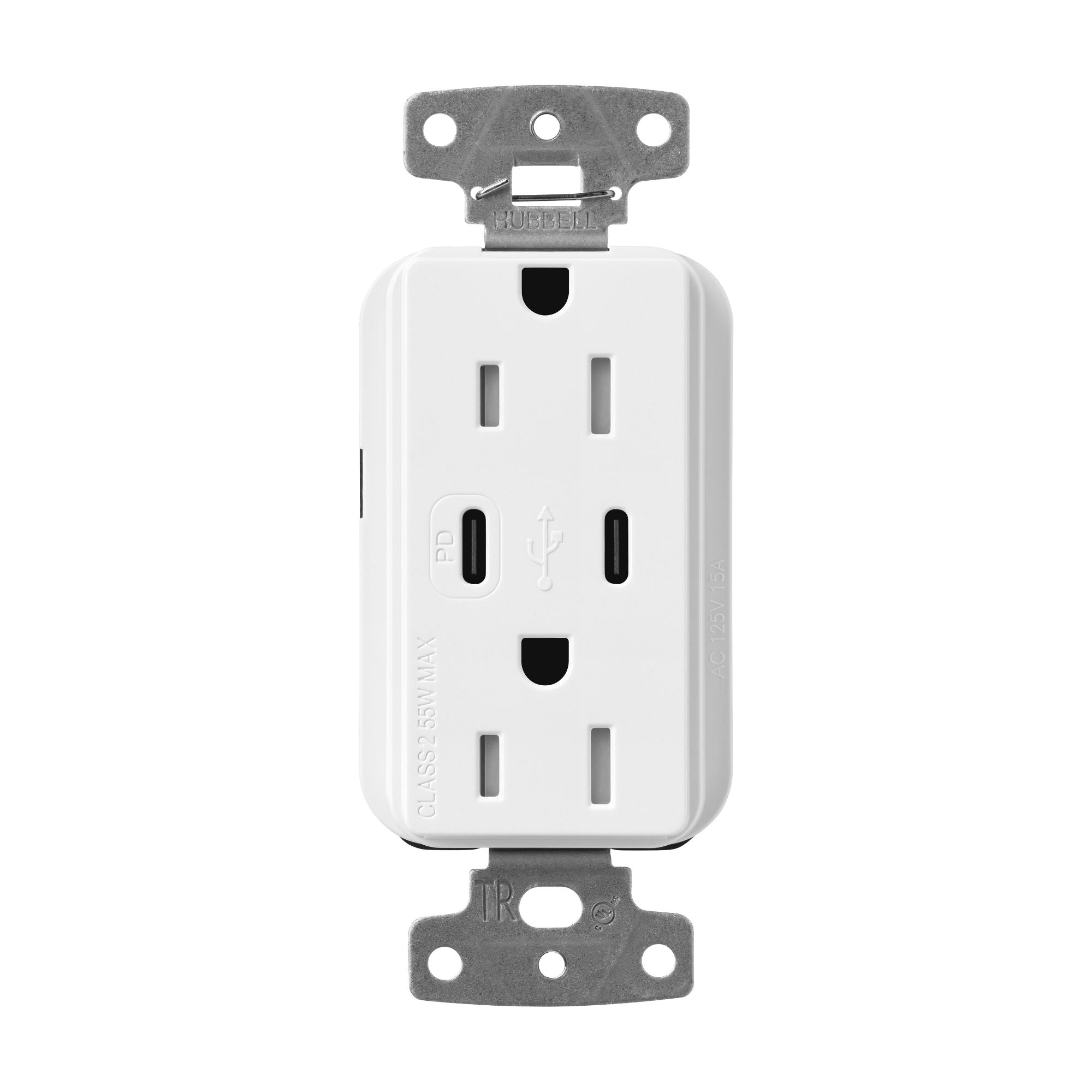 Lutron Claro CAR-15-CCTR-WH 15A Tamper-Resistant USB Type C + C Duplex Receptacle - White