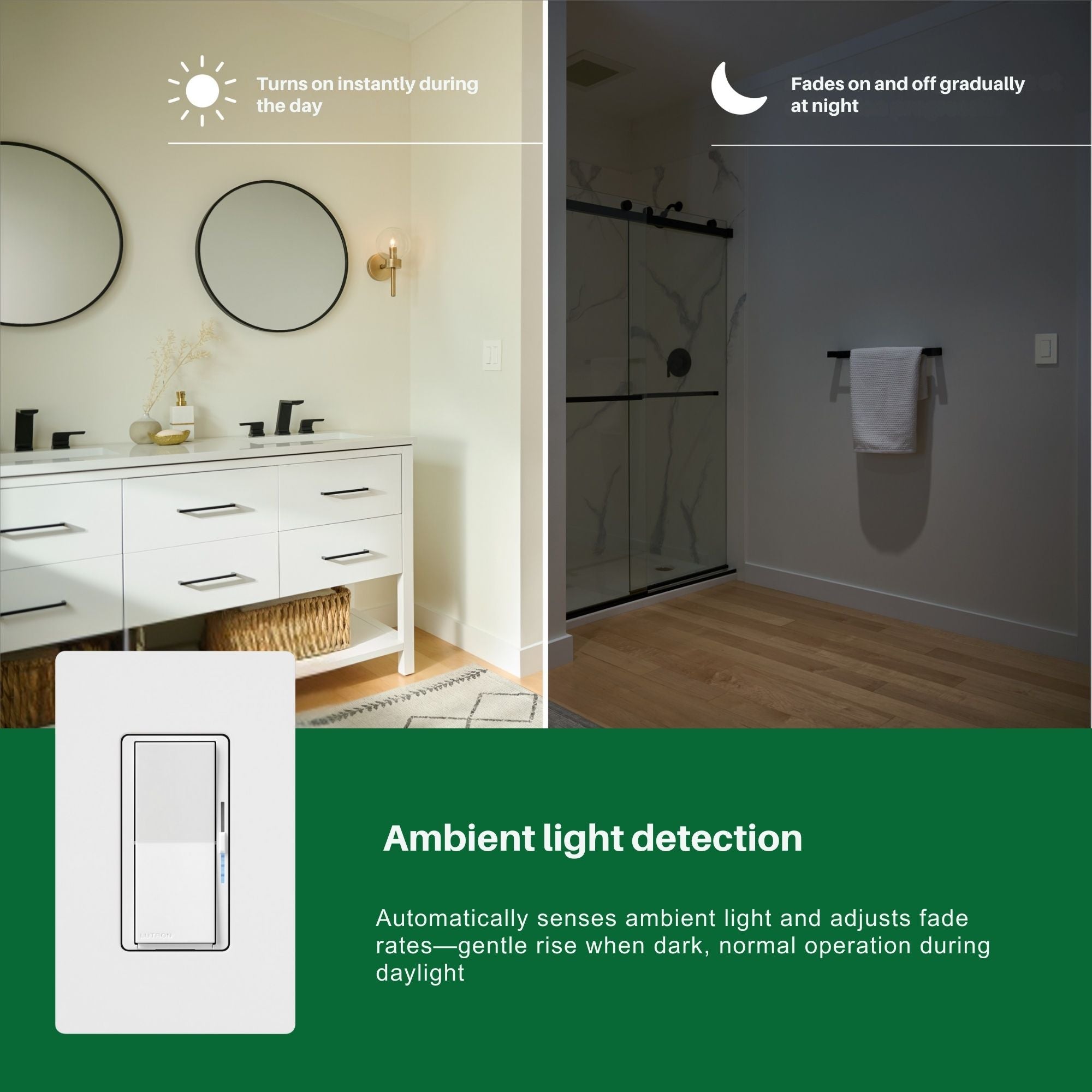 Lutron - Lutron Diva LED+ Dimmer with Night Mode, 150-Watt - DVCLN-153P-WH | Bees Lighting