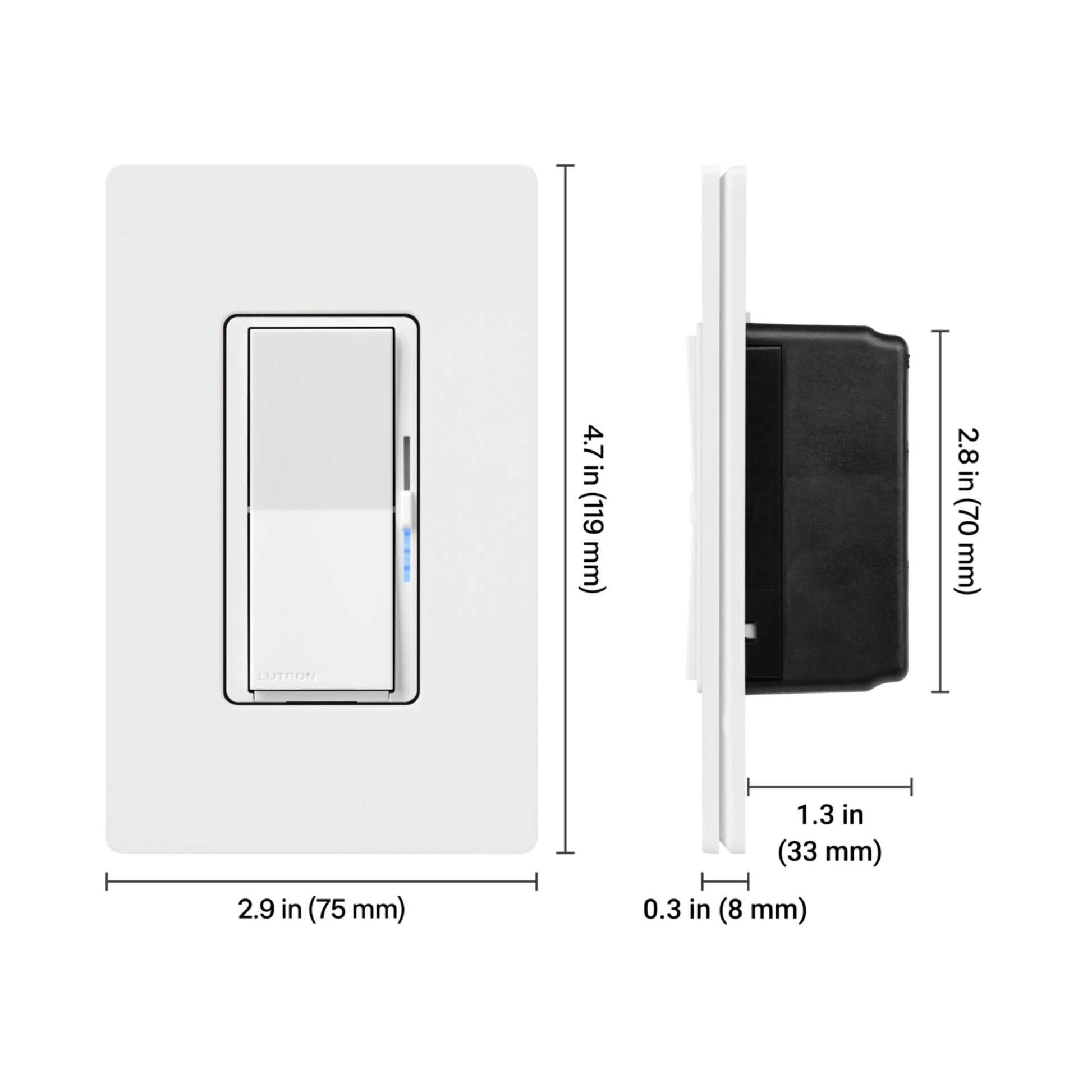 Lutron - Lutron Diva LED+ Dimmer with Night Mode, 150-Watt - DVCLN-153P-WH | Bees Lighting
