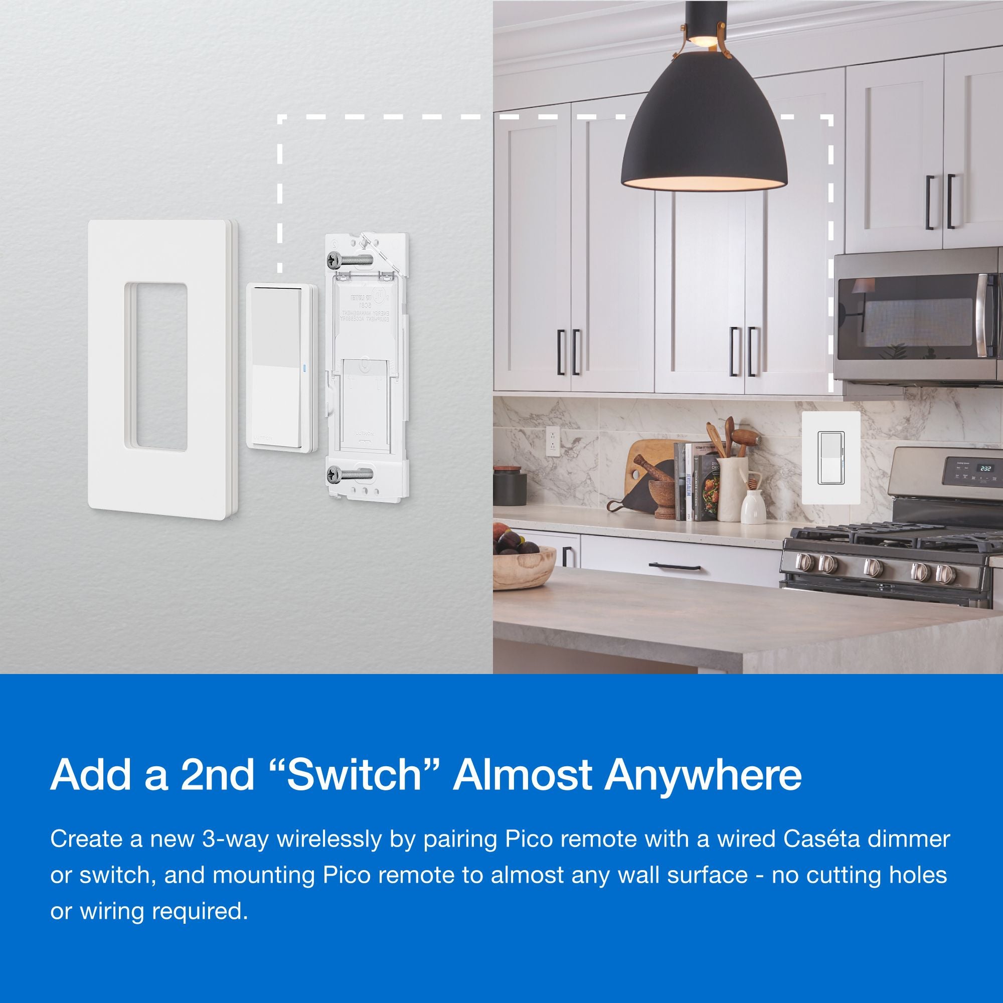 Lutron DVRF-PKG1D-WH Caseta Diva Smart Dimmer Switch Expansion Kit with Pico Paddle Remote, White