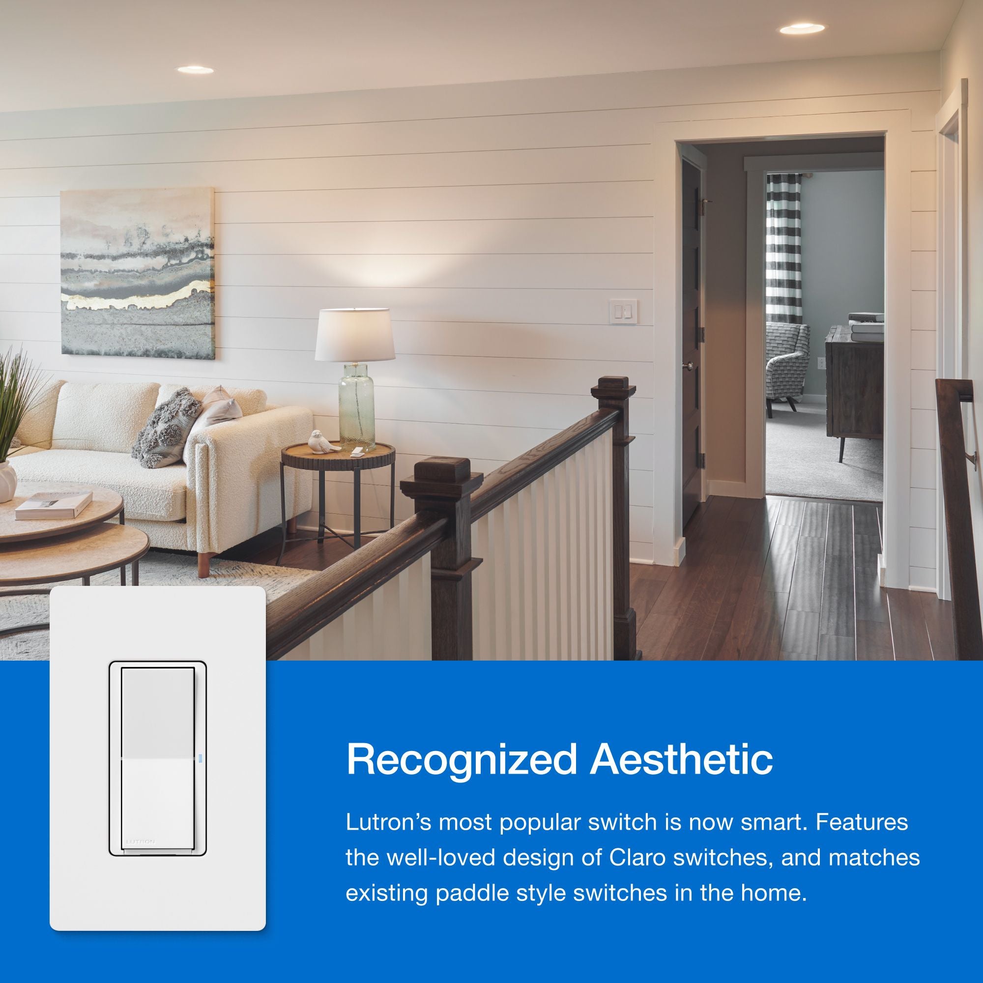 Lutron DVRF-PKG1S-WH Caseta Claro Smart Switch Kit with Pico Paddle Remote, White
