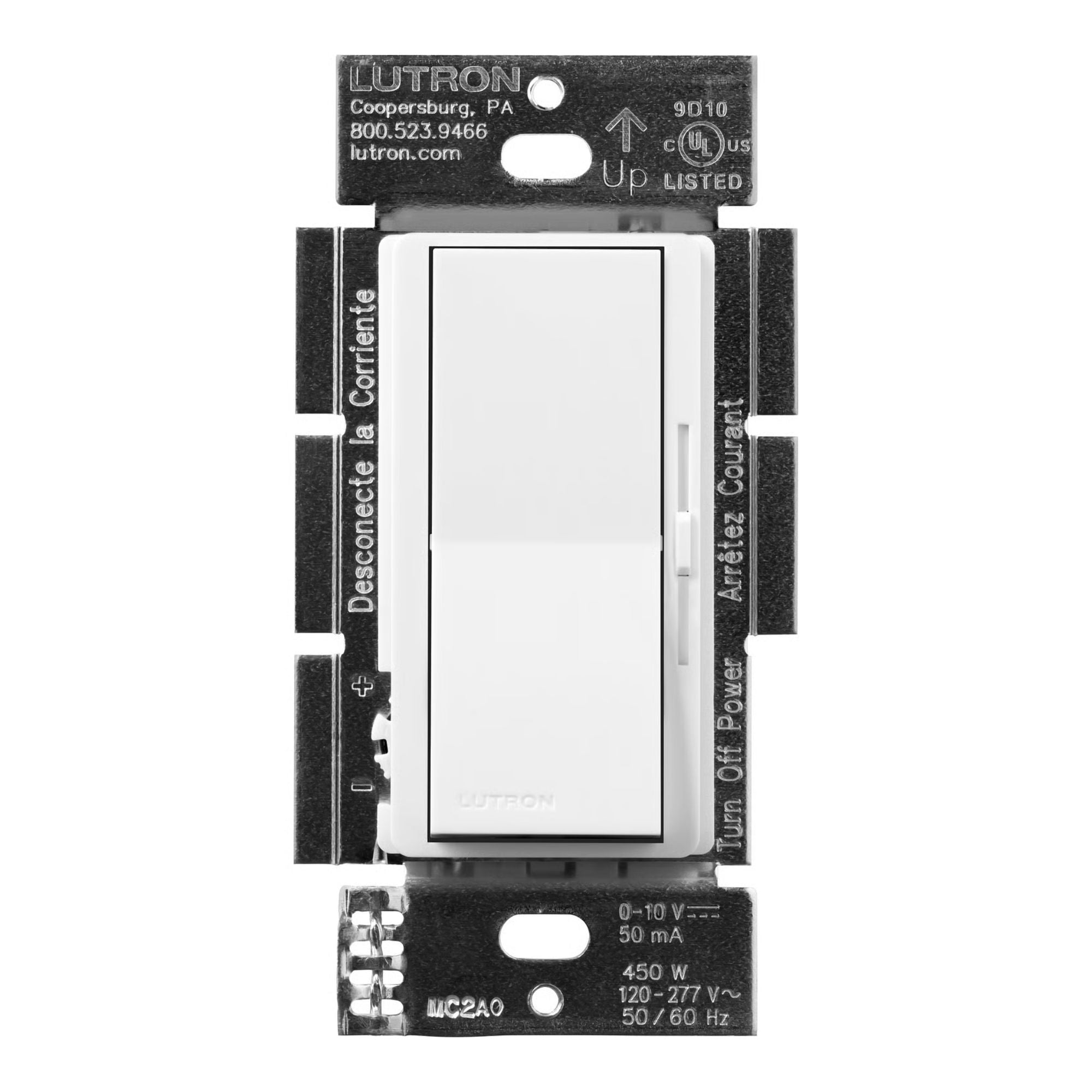 Diva 0-10V LED/Fluorescent Dimmer Switch, 120V-277V, 3.75 Amp, White - Bees Lighting