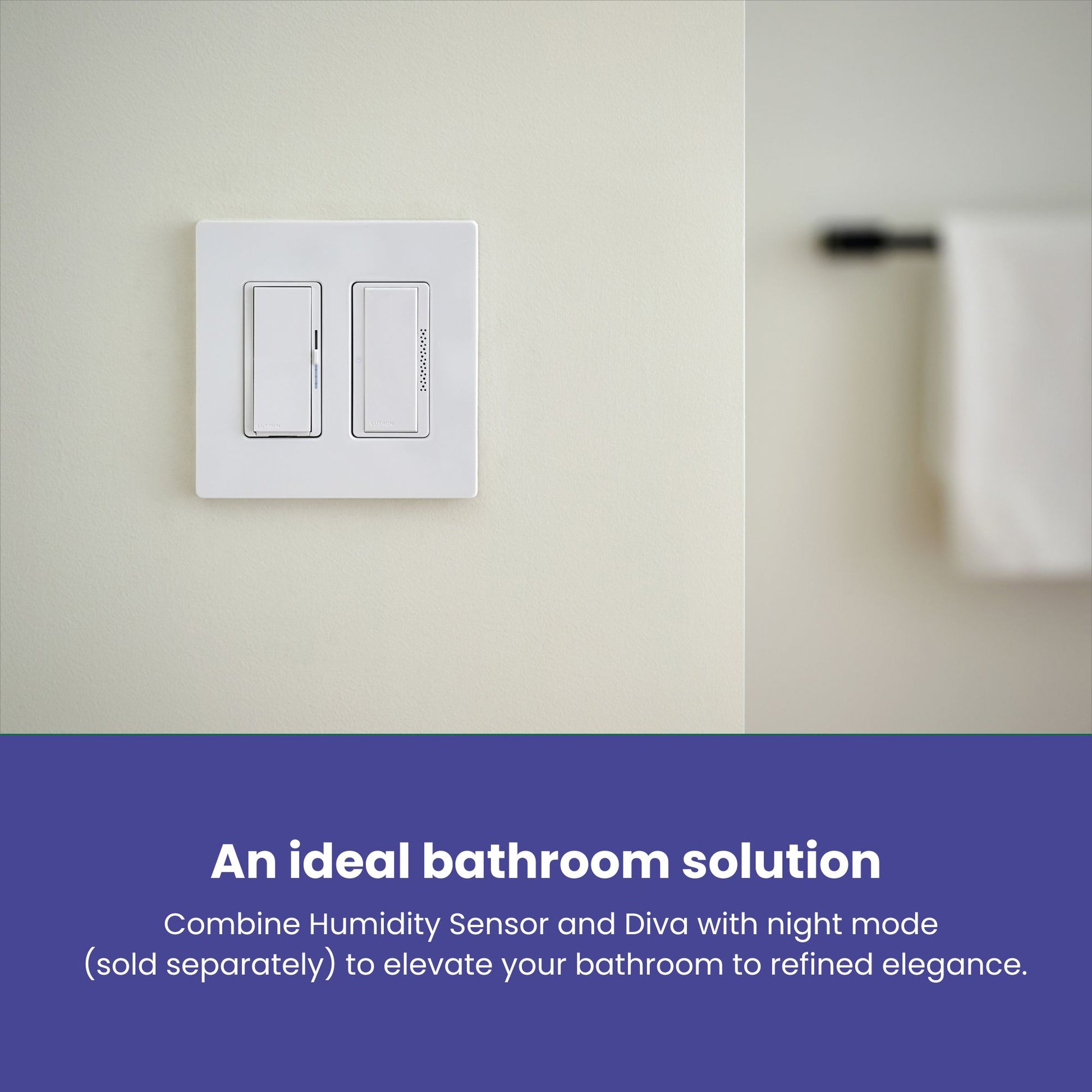 Lutron - Lutron MS-HS3-WH XactSense Humidity Sensor Switch - Gloss White | Bees Lighting