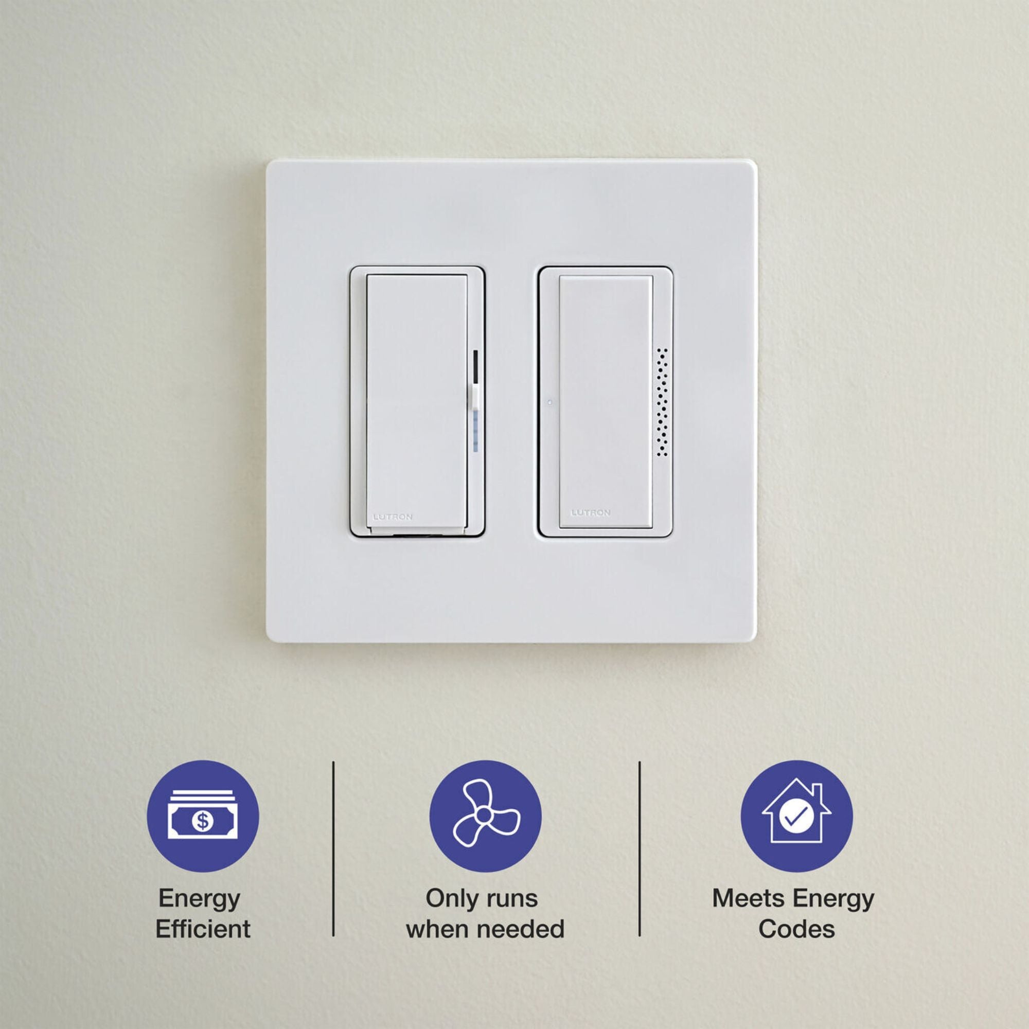 Lutron - Lutron MS-HS3-WH XactSense Humidity Sensor Switch - Gloss White | Bees Lighting