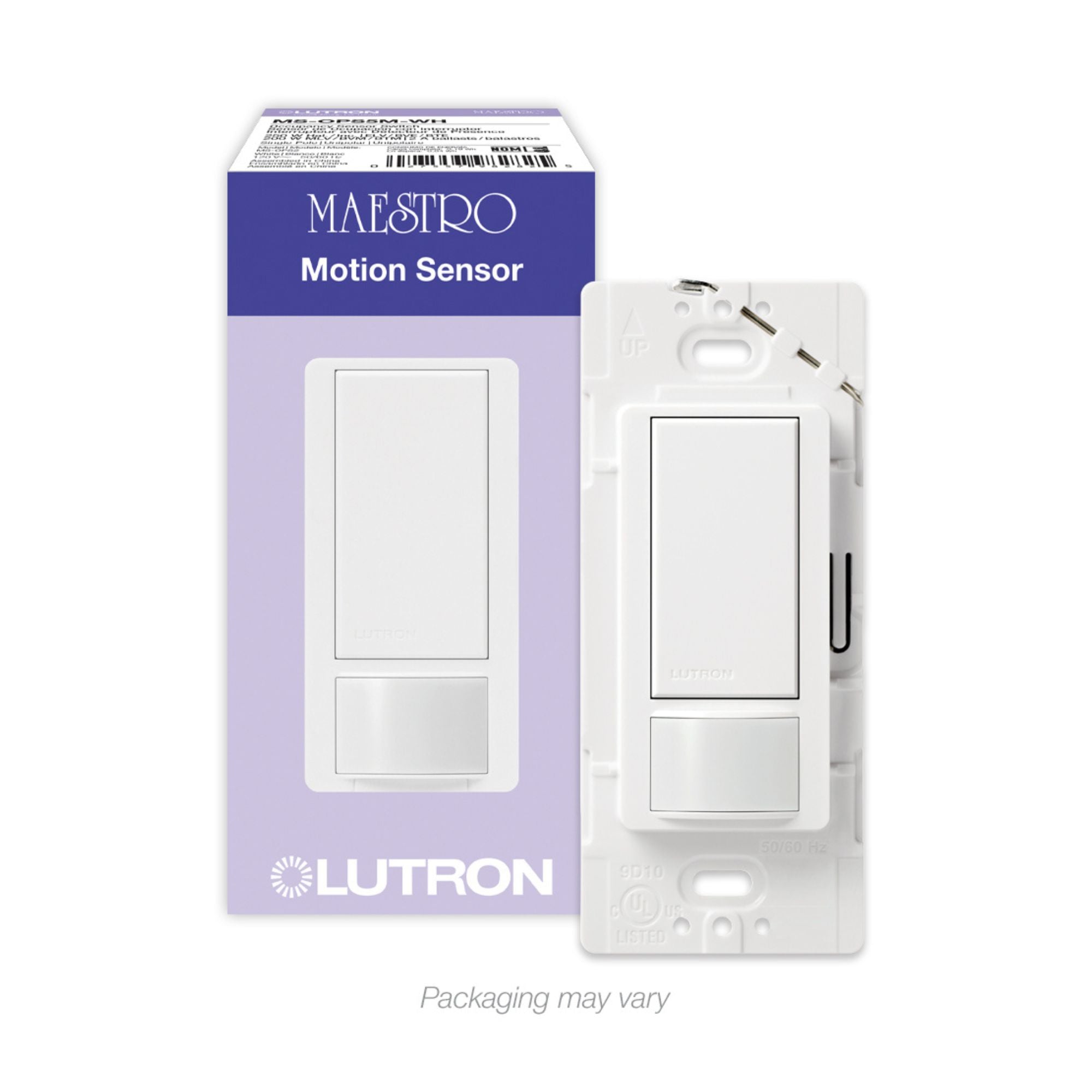 Lutron Maestro MS-OPS5M-WH PIR Occupancy/Vacancy Sensor Switch, 5A Lighting/3A Fan, Single-Pole/3-Way, 120V, White