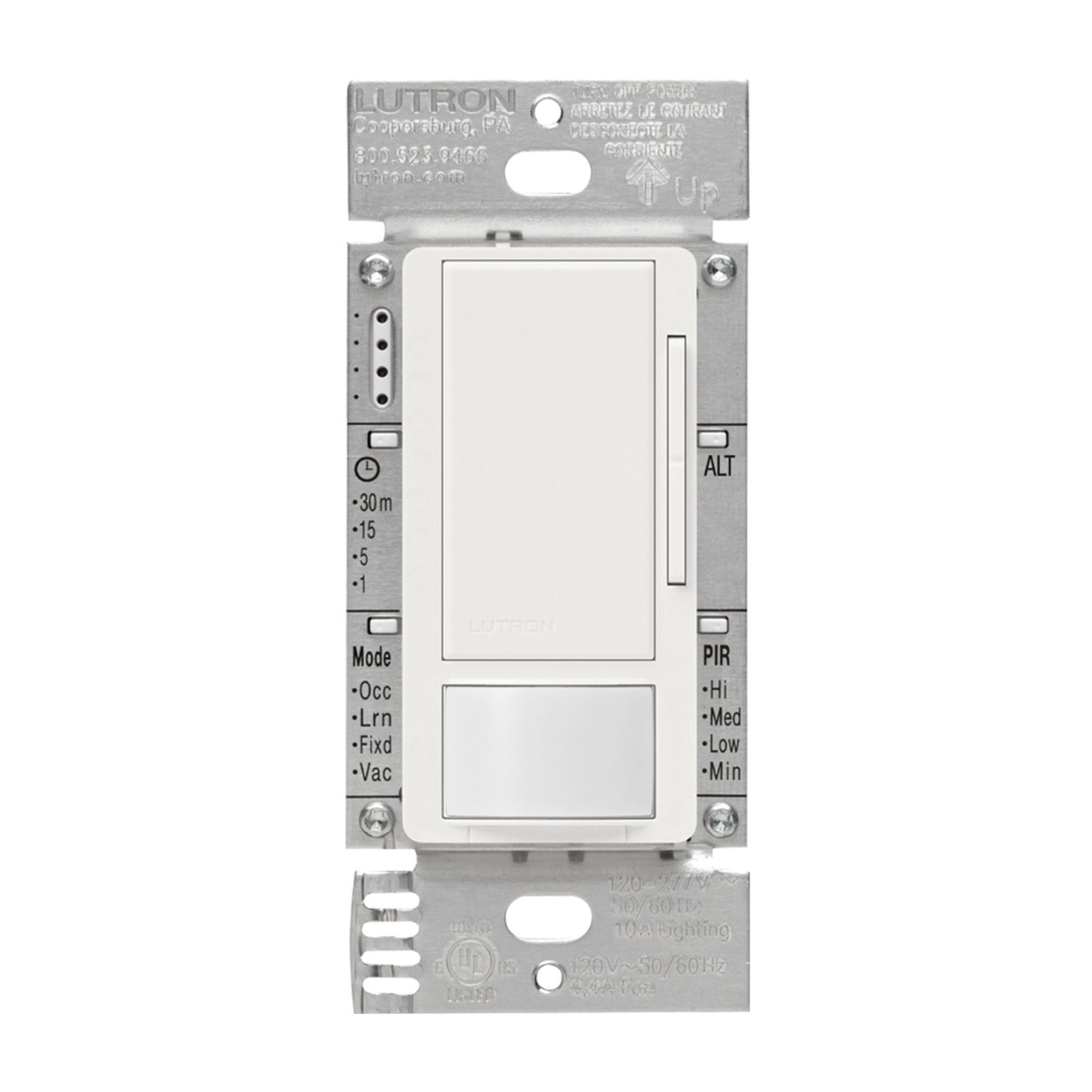 Lutron Maestro MS-Z101-WH 0-10V Dimmer + PIR Occupancy/Vacancy Sensor Switch, 120-277V, White
