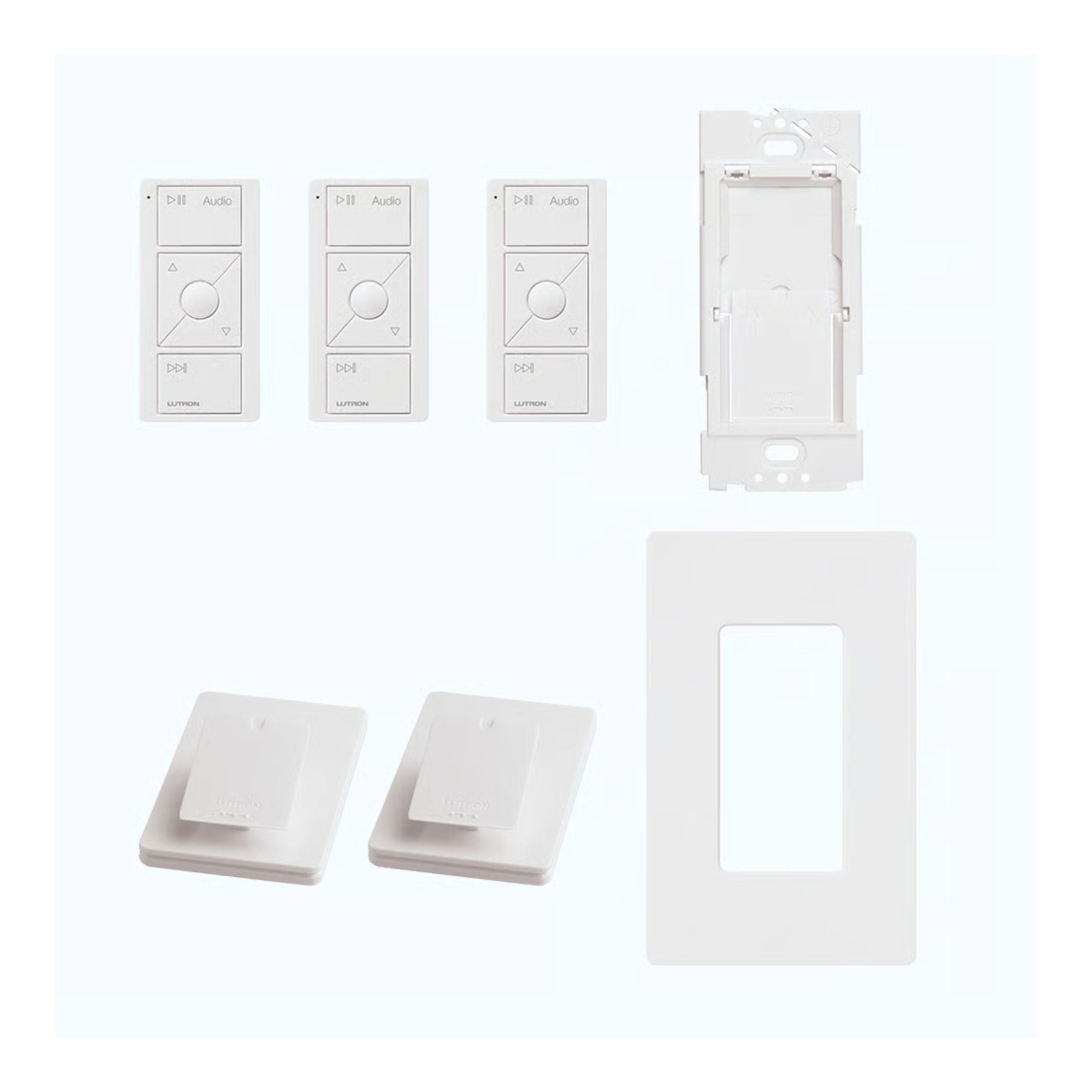 Lutron P-BDGPRO-PKG3AW Caséta Audio Kit with Smart Hub PRO, 3 Pico Audio Remotes, Pedestals & Wallplate, White