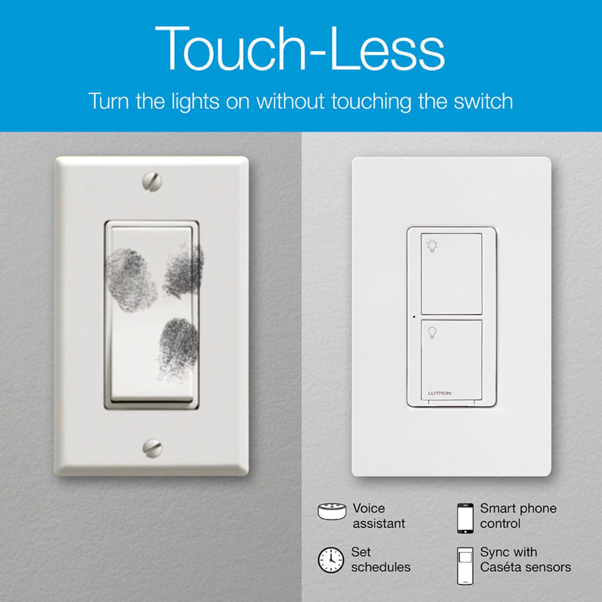 Lutron P-PKG1WS-WH Caseta Original Smart Switch Expansion Kit with Pico Remote, White