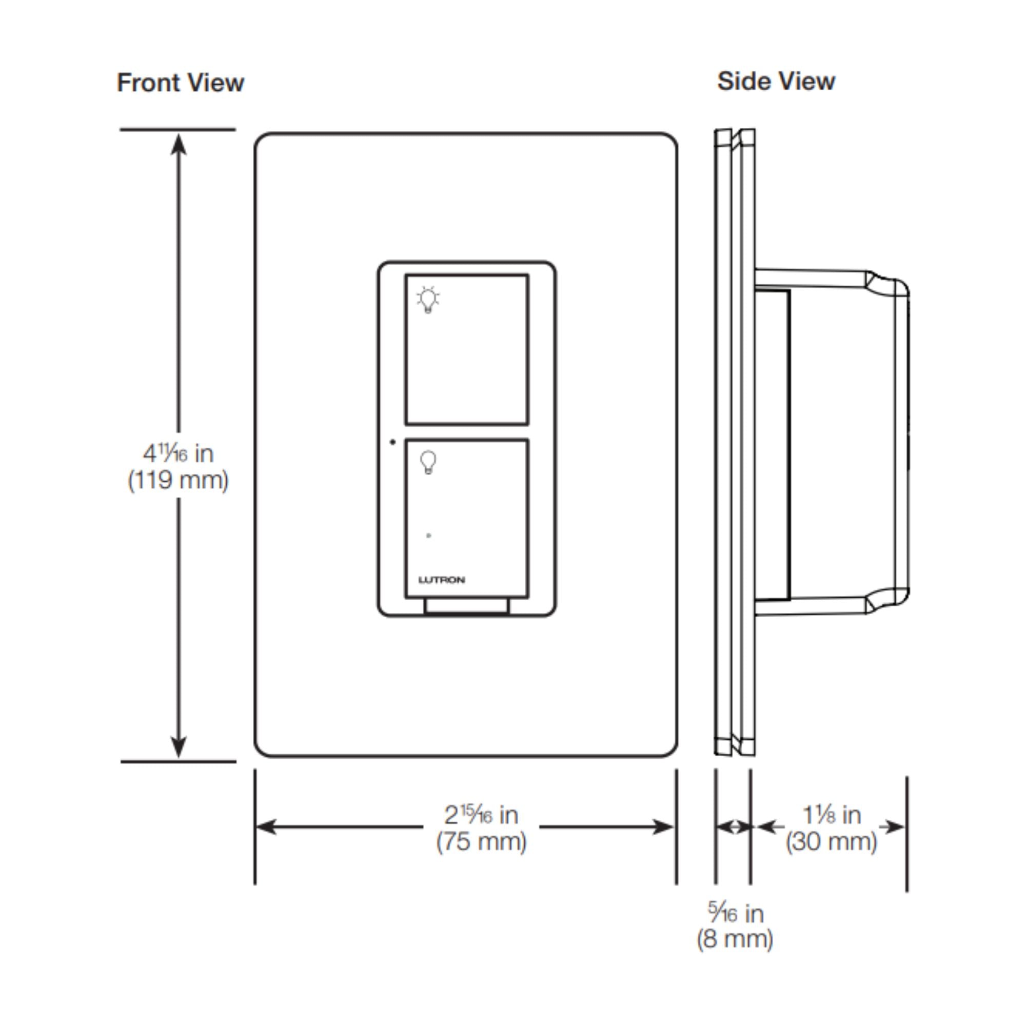 Caseta Wireless Smart Dimmer Switch, 500W ELV/250W LED, 3-Way/Multi-Location, Neutral Required, White