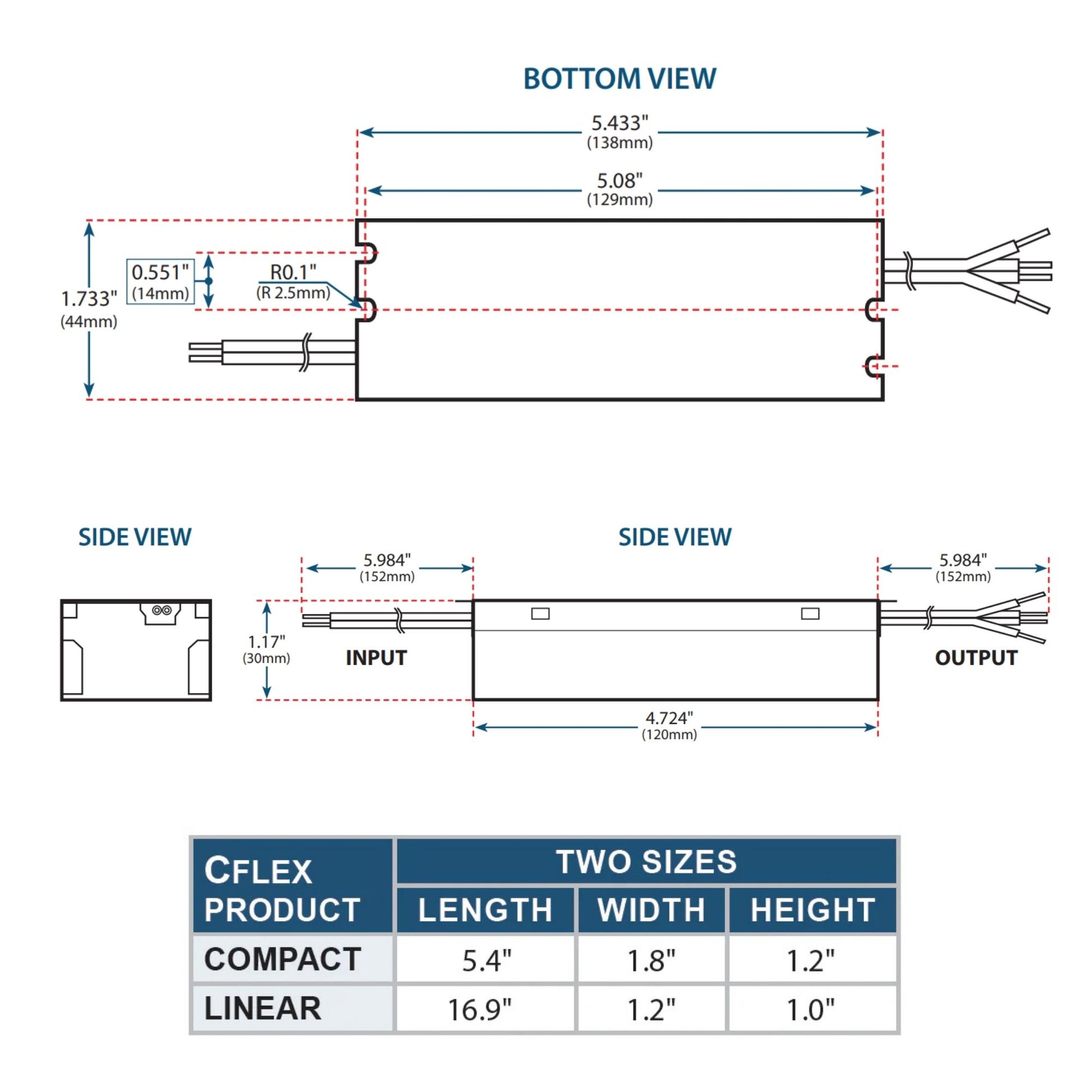 CFlex 54W, Programmable Compact LED Driver, 250-1400mA, 0-10V Dimming, 120-277V - Bees Lighting