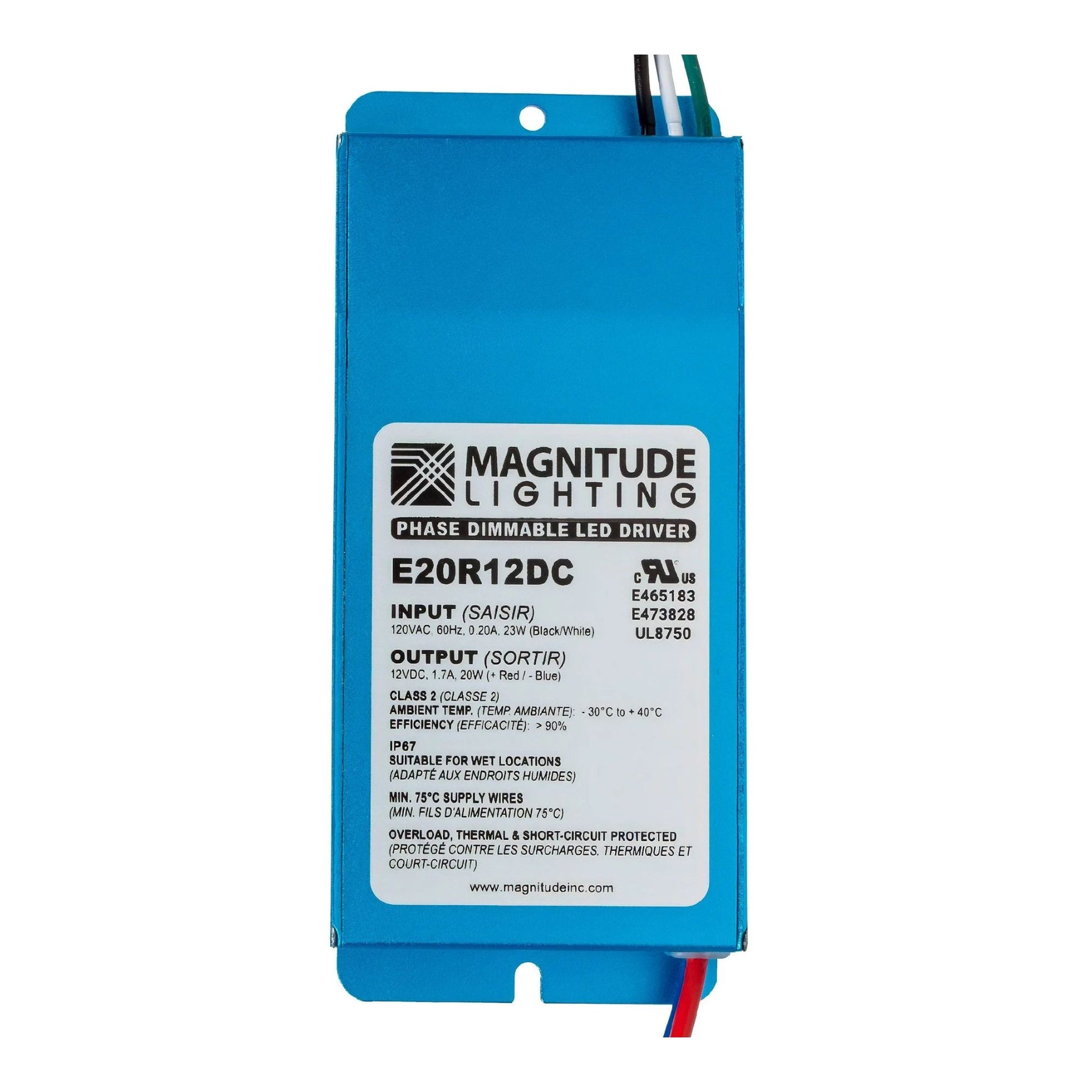 E-Series 20 Watts, 12VDC LED Driver, Class 2, Triac Phase Dimming, IP67 Rated - Bees Lighting