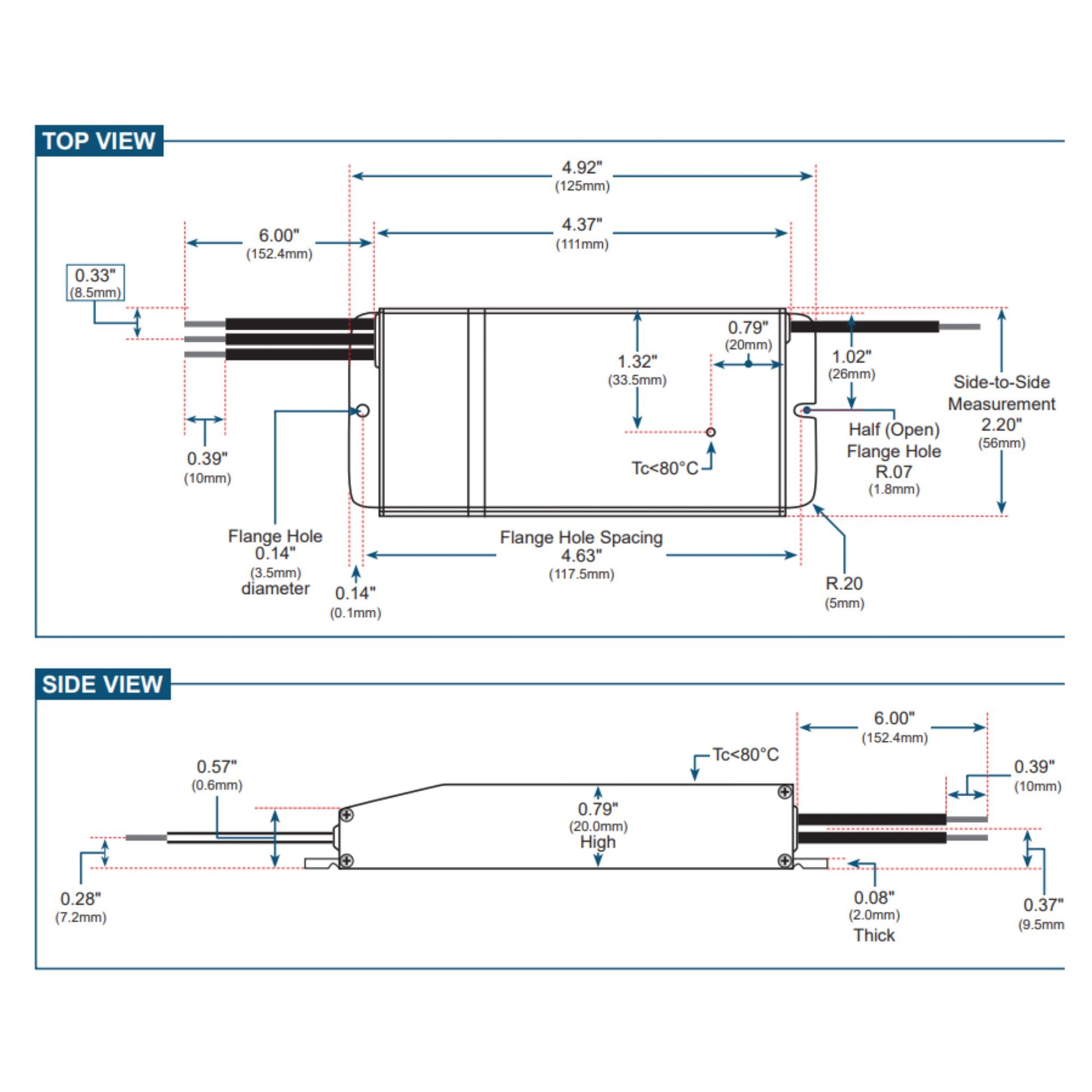 E-Series 20 Watts, 12VDC LED Driver, Class 2, Triac Phase Dimming, IP67 Rated - Bees Lighting