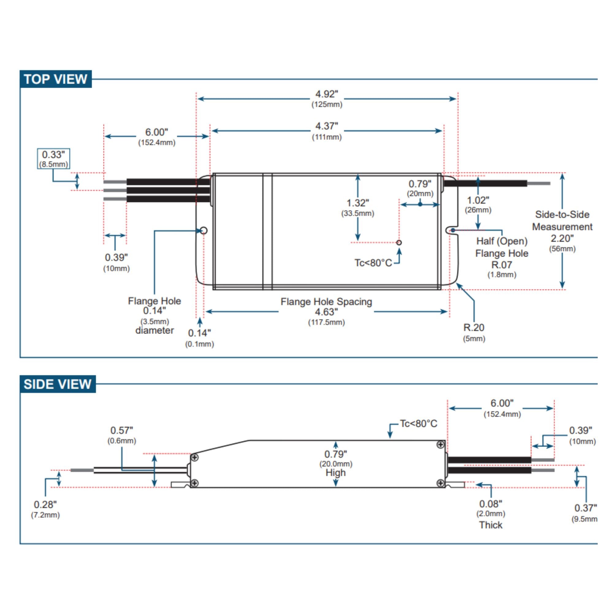 E-Series 20 Watts, 12VDC LED Driver, Class 2, Triac Phase Dimming, IP67 Rated - Bees Lighting