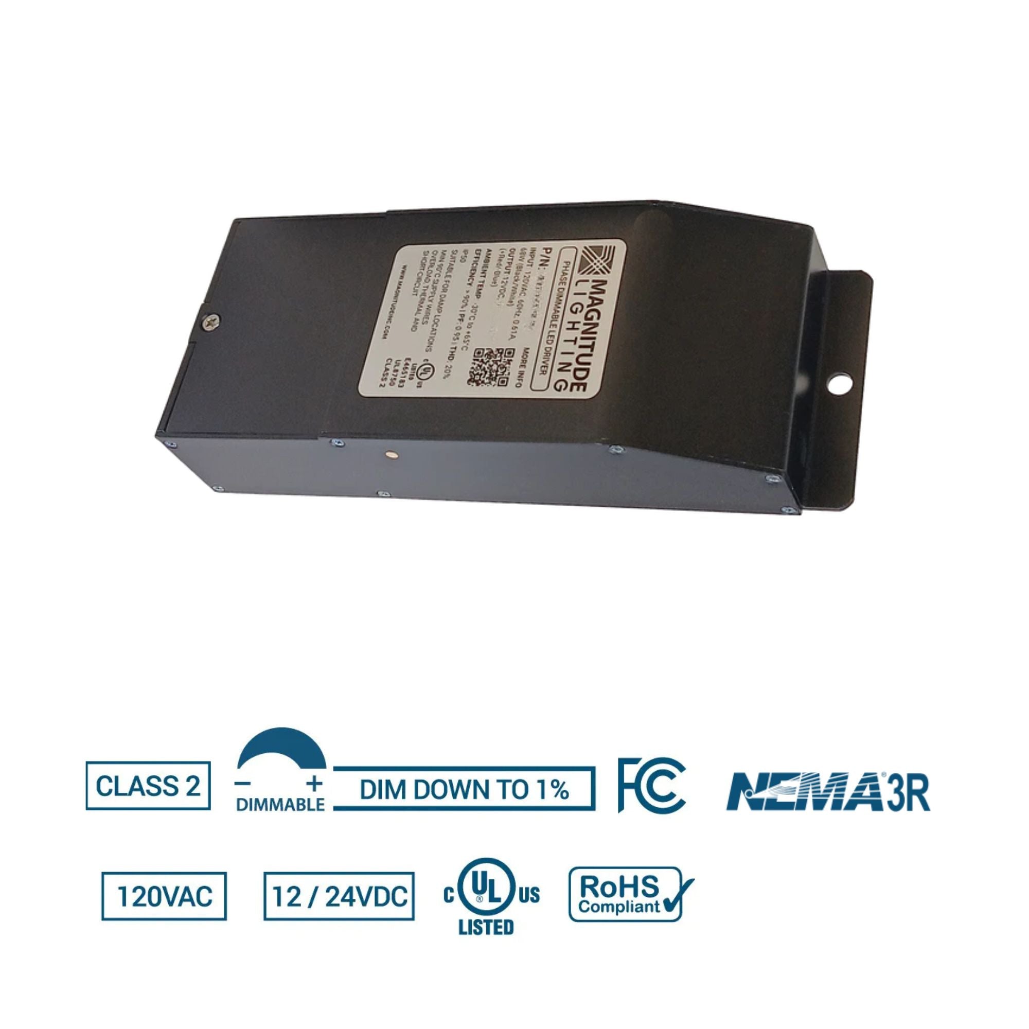 Magnitude Lighting - E-Series 40W 24VDC Dimmable LED Driver, Class 2, 120V, NEMA 3R, UL Enclosure | Bees Lighting