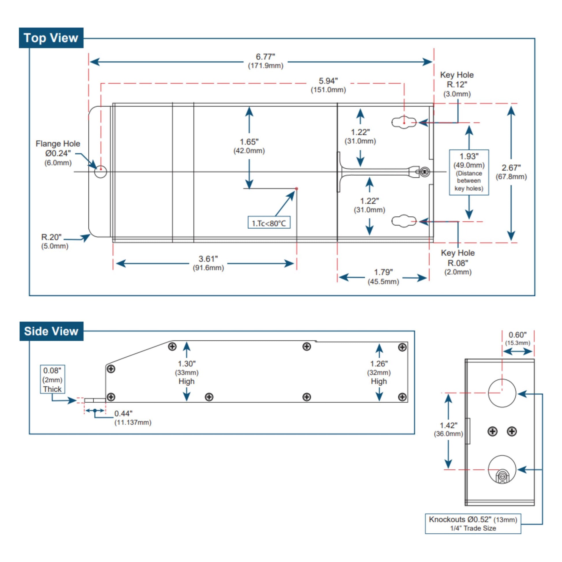 E-Series 96 Watts, 24VDC LED Driver, Class 2, Triac Phase Dimming, NEMA 3R, UL Enclosure - Bees Lighting
