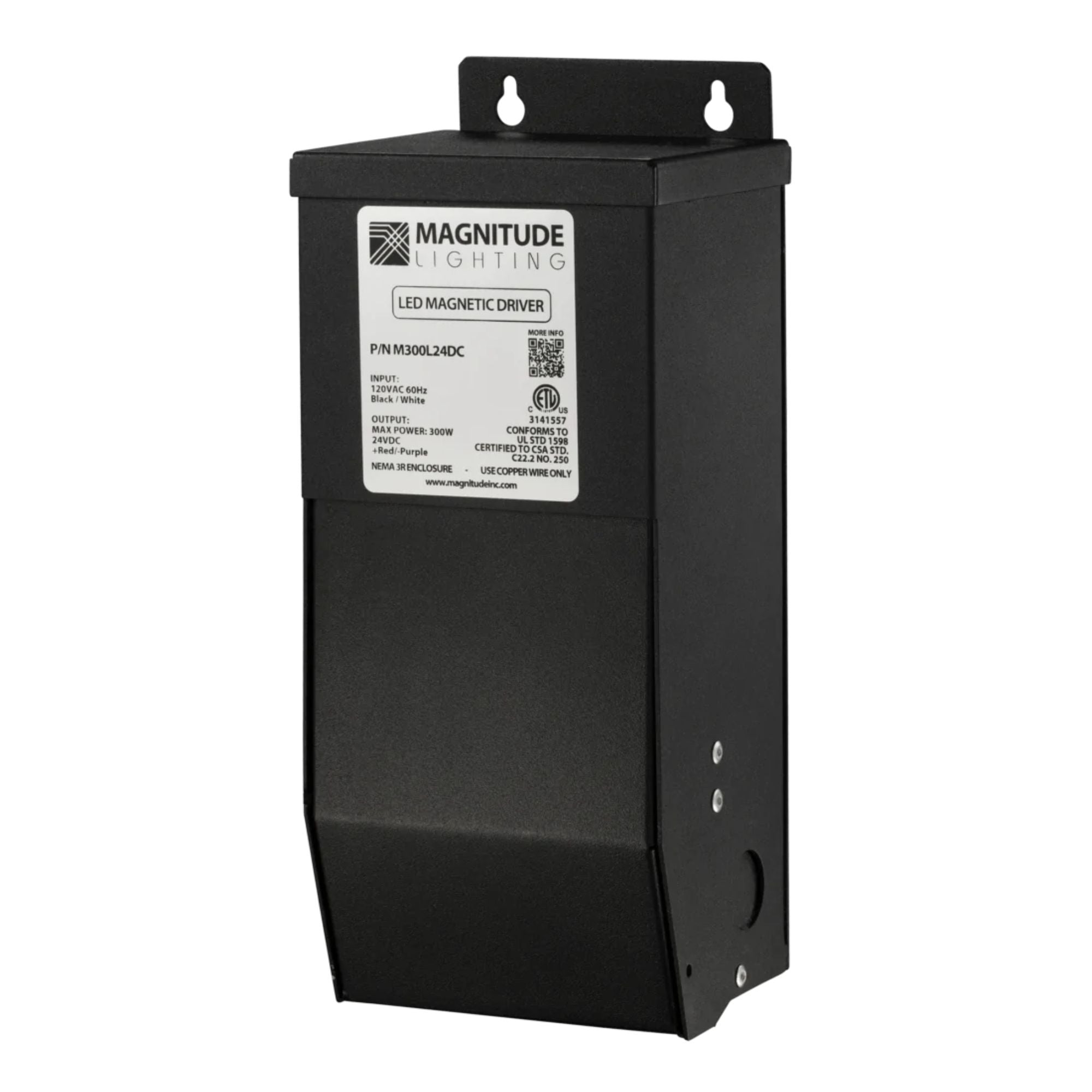 M-Series 300 Watts, 24VDC Magnetic LED Driver, MLV Triac Dimming, 120V Input - Bees Lighting