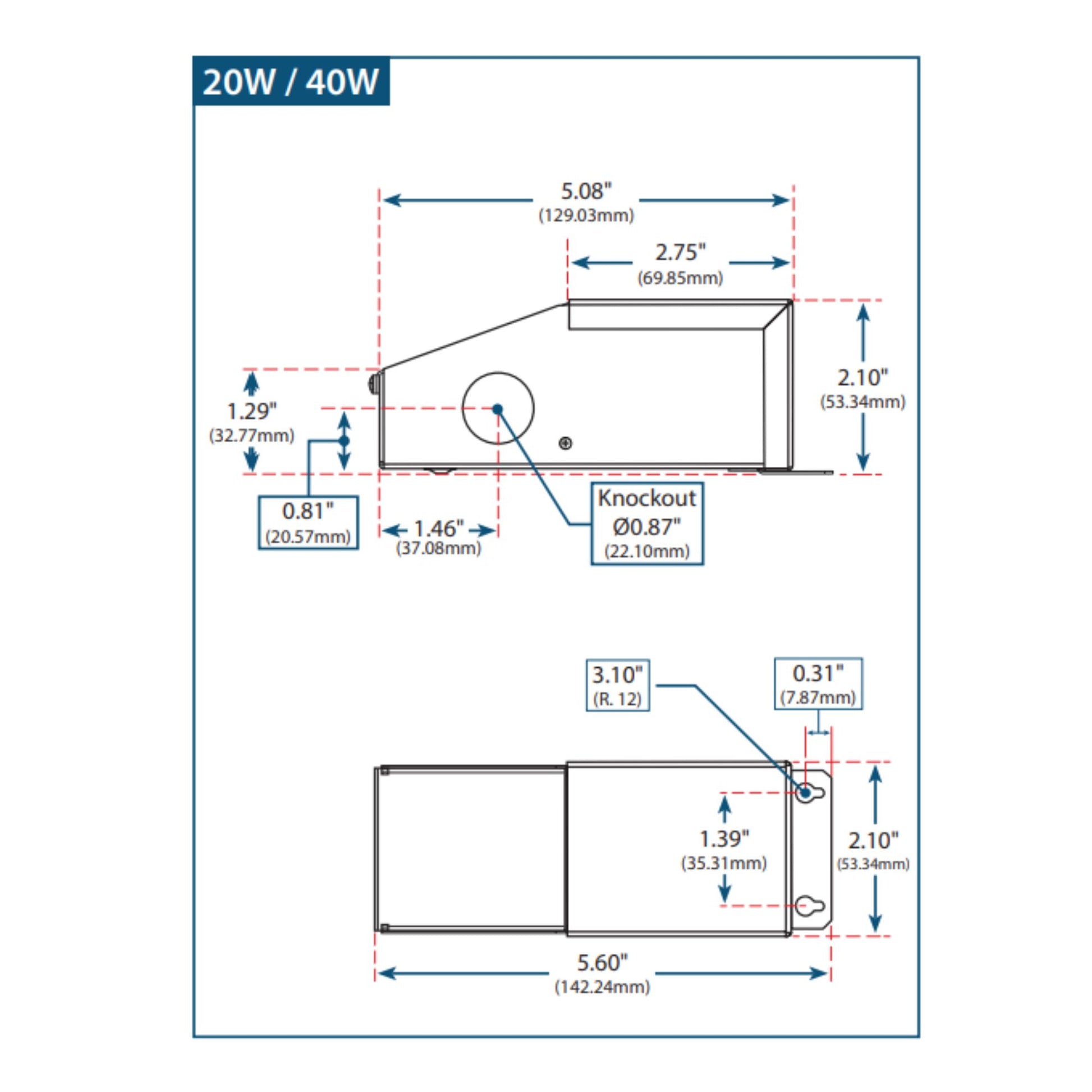 M-Series 40 Watts, 24VDC Magnetic LED Driver, MLV Triac Dimming, 120V Input - Bees Lighting