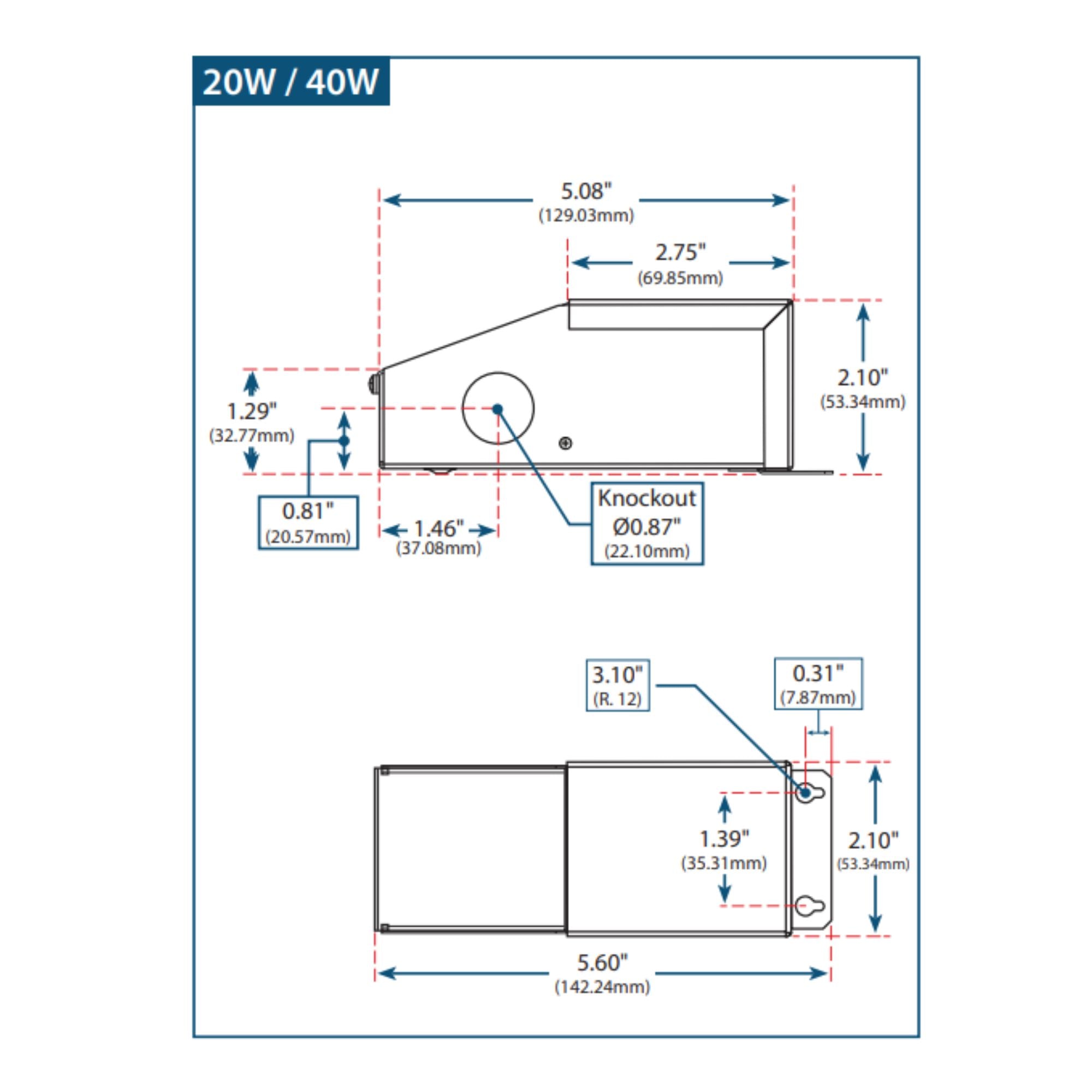 M-Series 40 Watts, 24VDC Magnetic LED Driver, MLV Triac Dimming, 120V Input - Bees Lighting