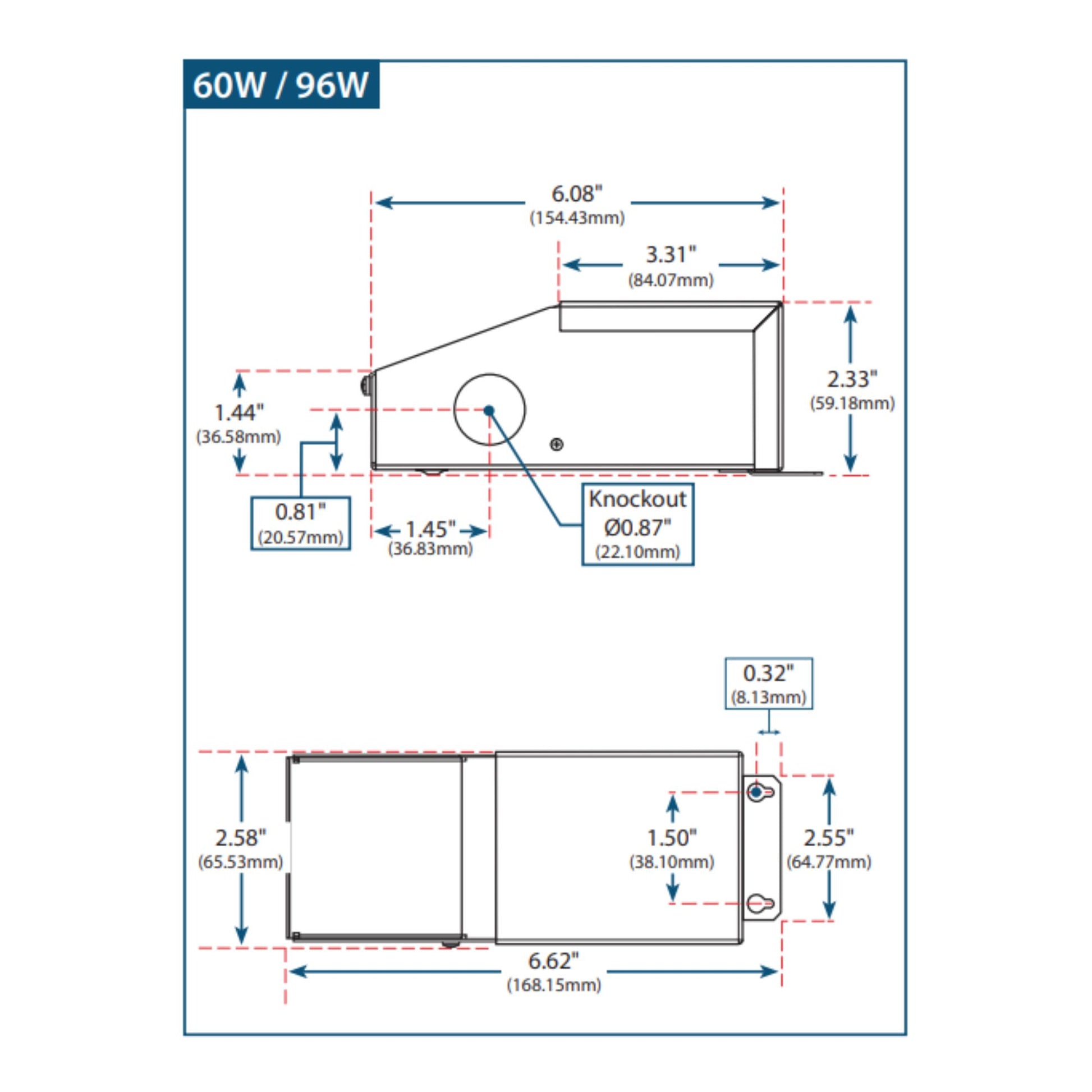 M-Series 96 Watts, 24VDC Magnetic LED Driver, MLV Triac Dimming, 120V Input - Bees Lighting