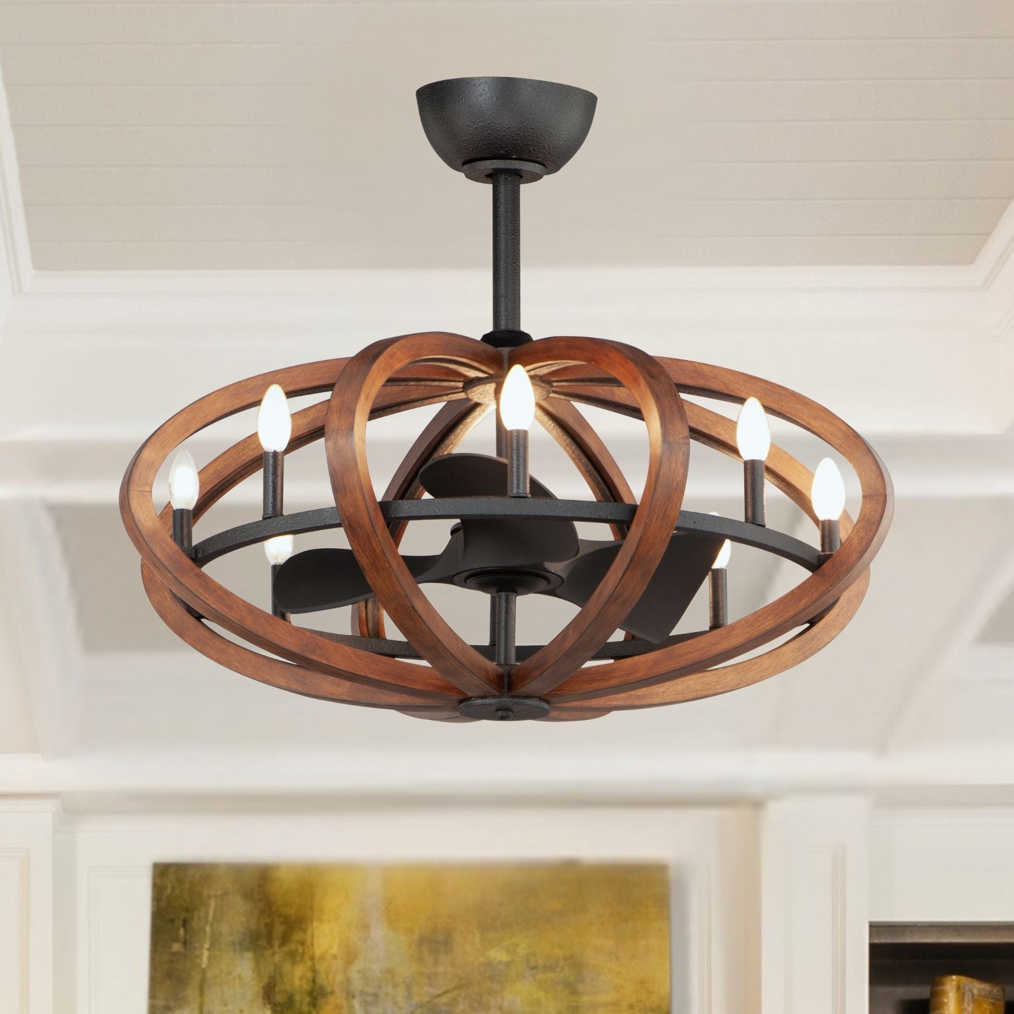 Bodega Bay 8-Light Wifi-Enabled LED Fandelight 36 Inch Antique Pecan and Anthracite Finish