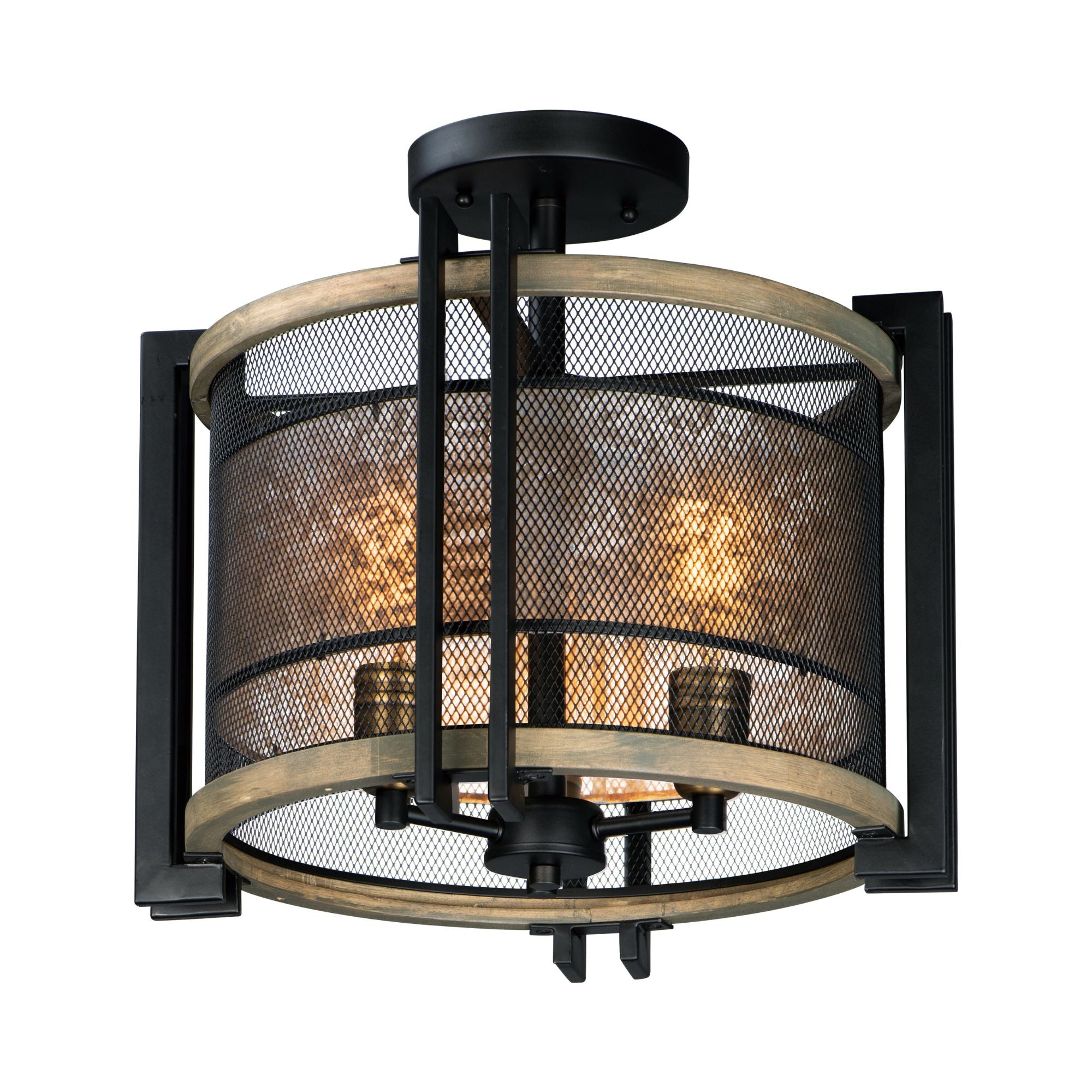 Boundry 17" 3 Lights Semi flush Mount, Black finish