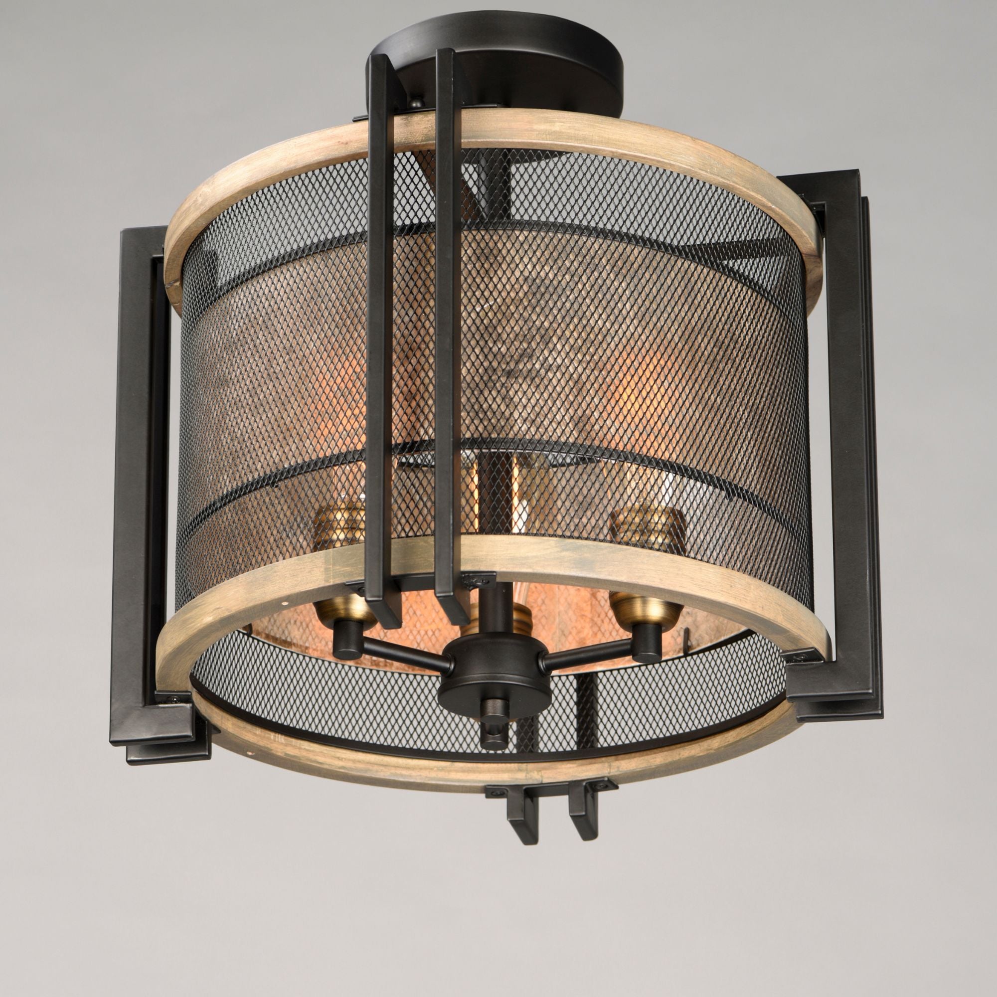 Boundry 17" 3 Lights Semi flush Mount, Black finish