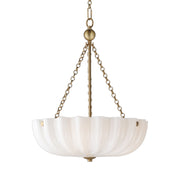 Bundt 15" 3-Light Convertible Pendant, White/Natural Aged Brass Finish