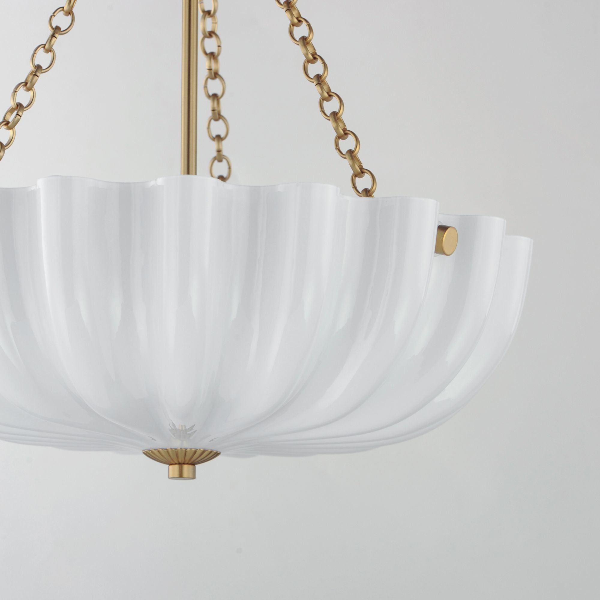 Bundt 15" 3-Light Convertible Pendant, White/Natural Aged Brass Finish