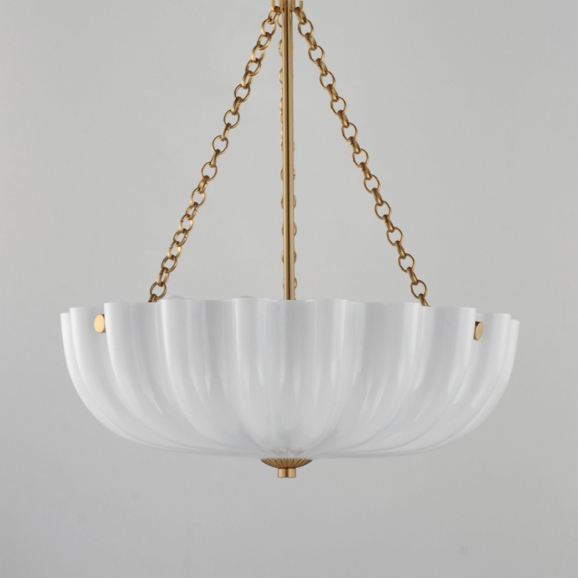 Bundt 15" 3-Light Convertible Pendant, White/Natural Aged Brass Finish