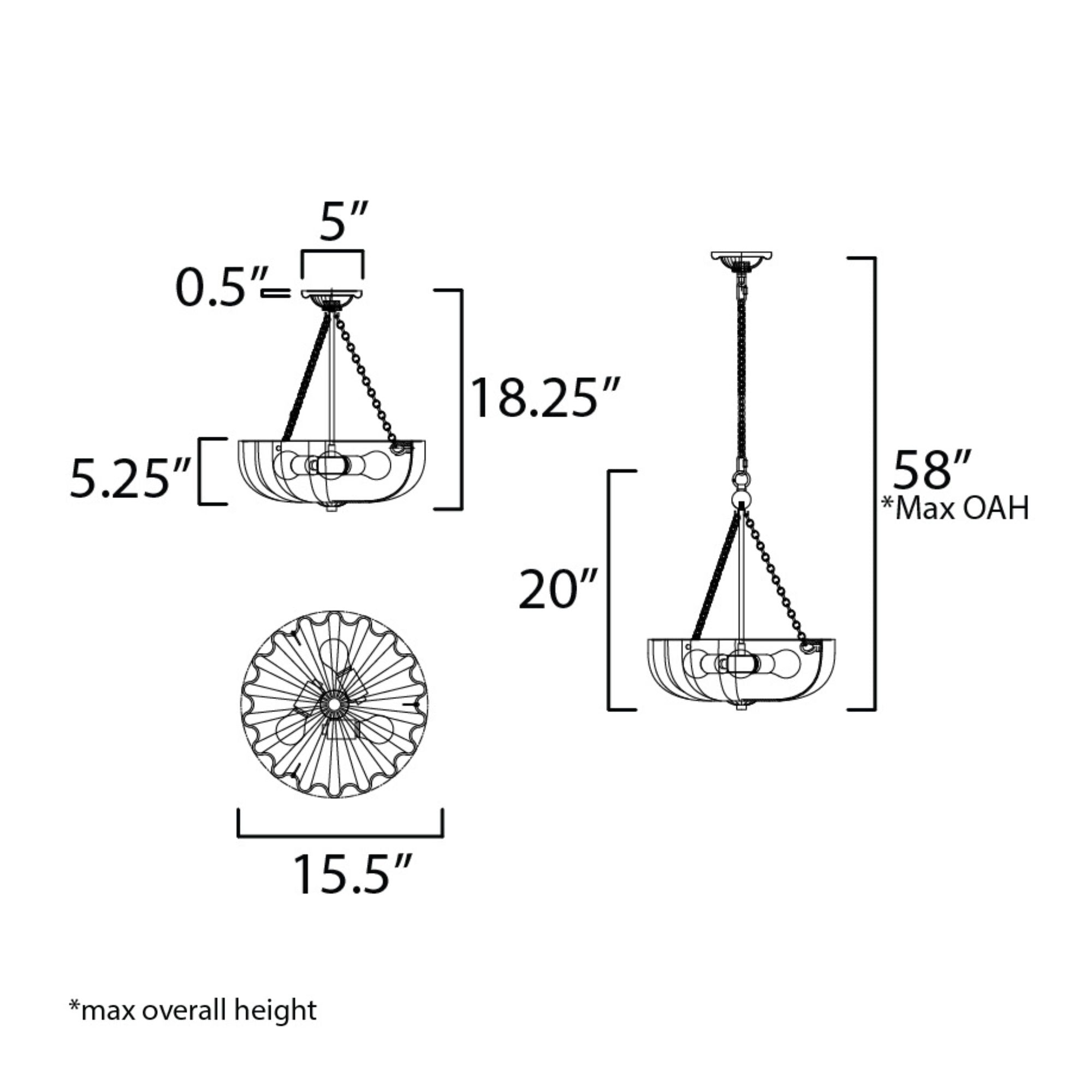 Bundt 15" 3-Light Convertible Pendant, White/Natural Aged Brass Finish