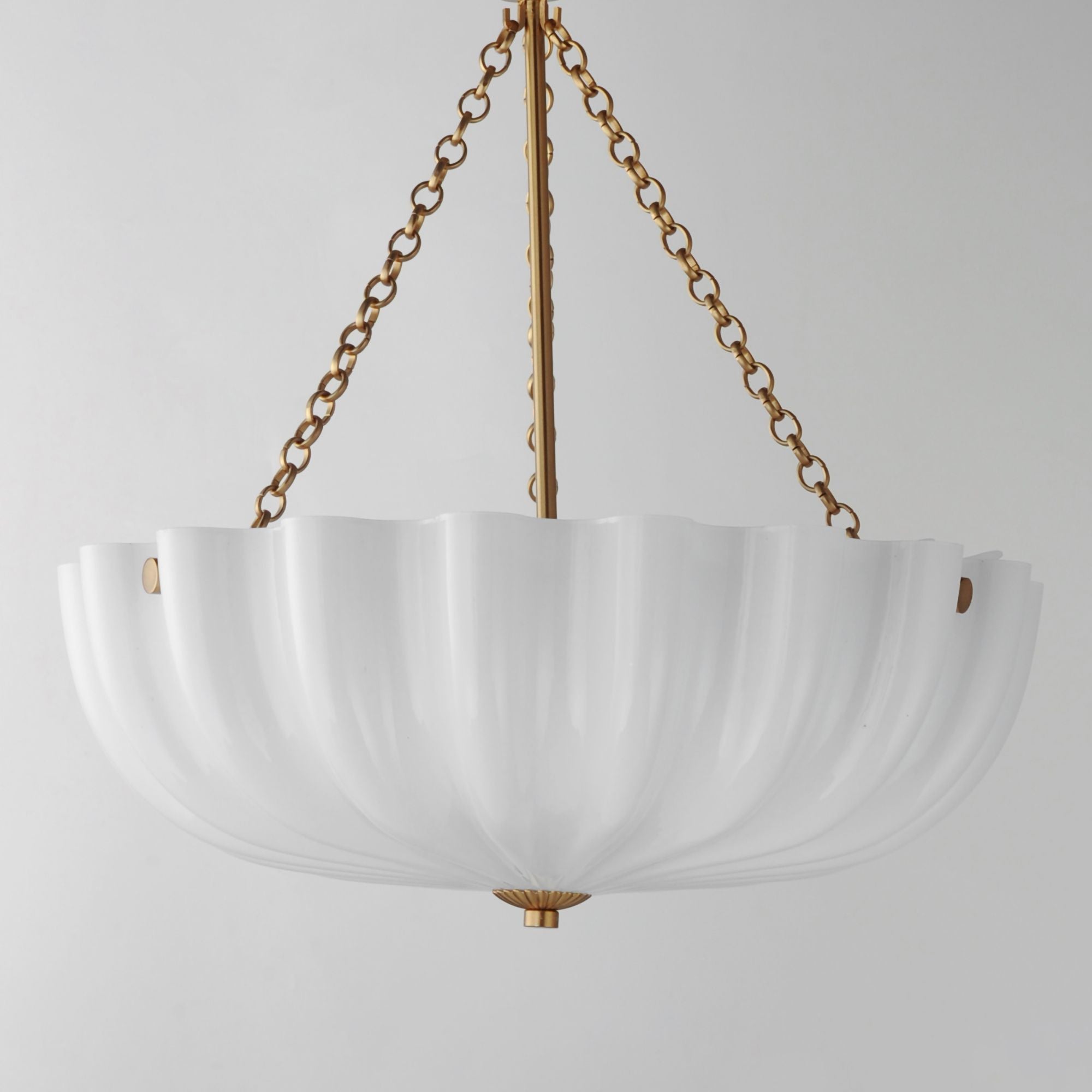 Bundt 17" 3-Light Convertible Pendant, White/Natural Aged Brass Finish