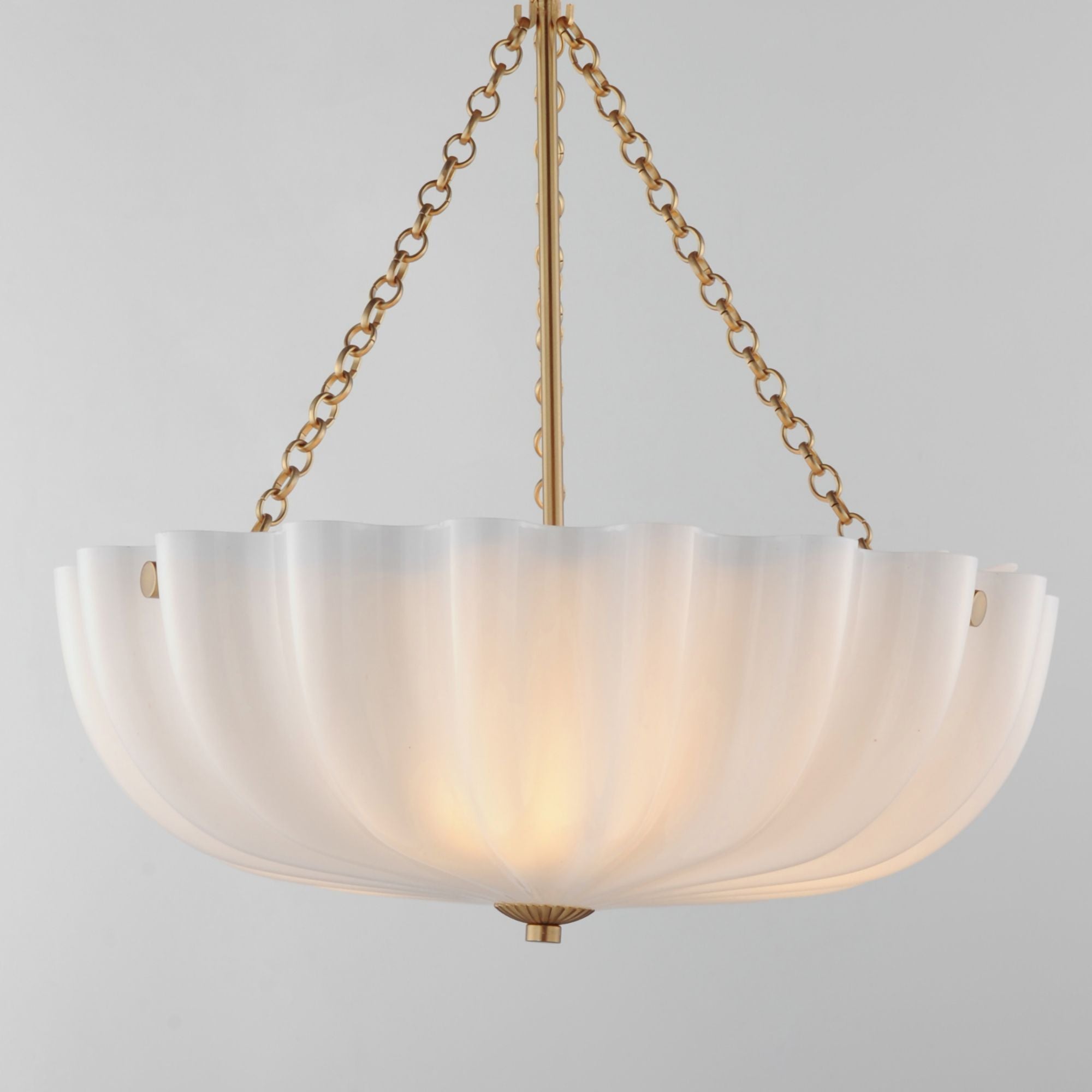 Bundt 17" 3-Light Convertible Pendant, White/Natural Aged Brass Finish