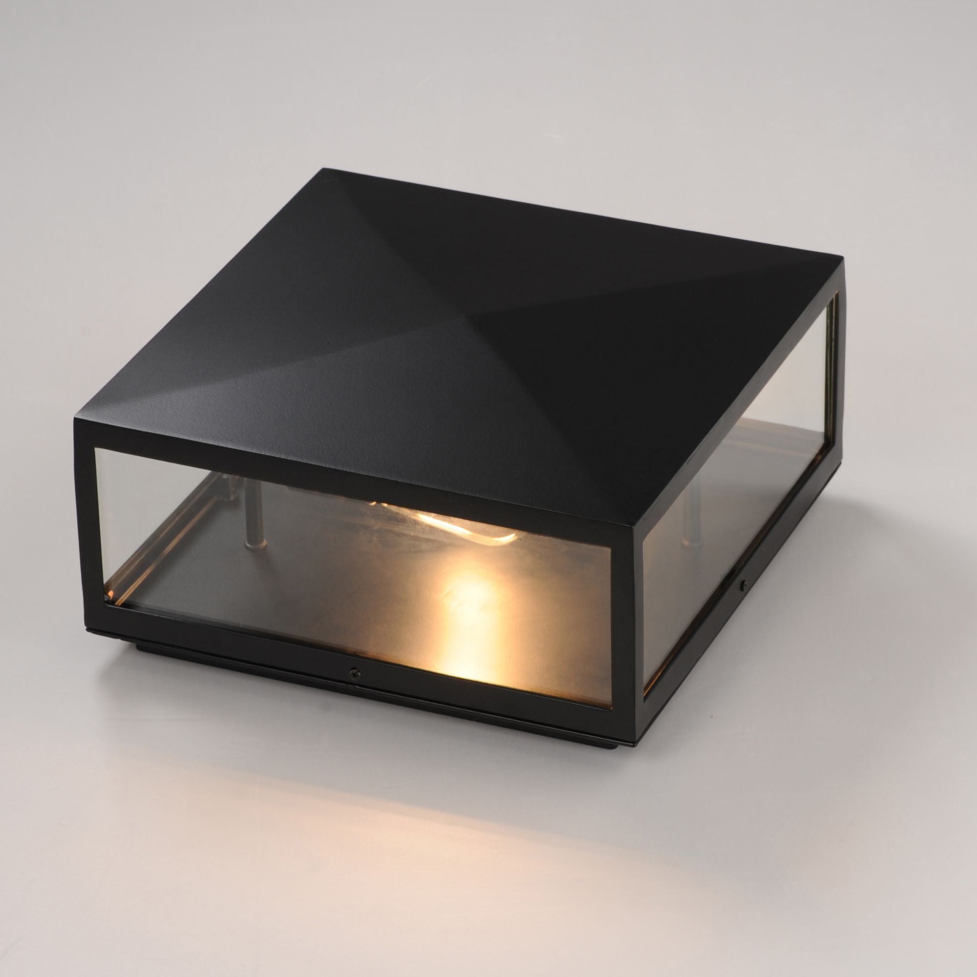 Catalina 13" 2-Light Outdoor Column Light / Deck Cap Lantern, Dark Bronze Finish