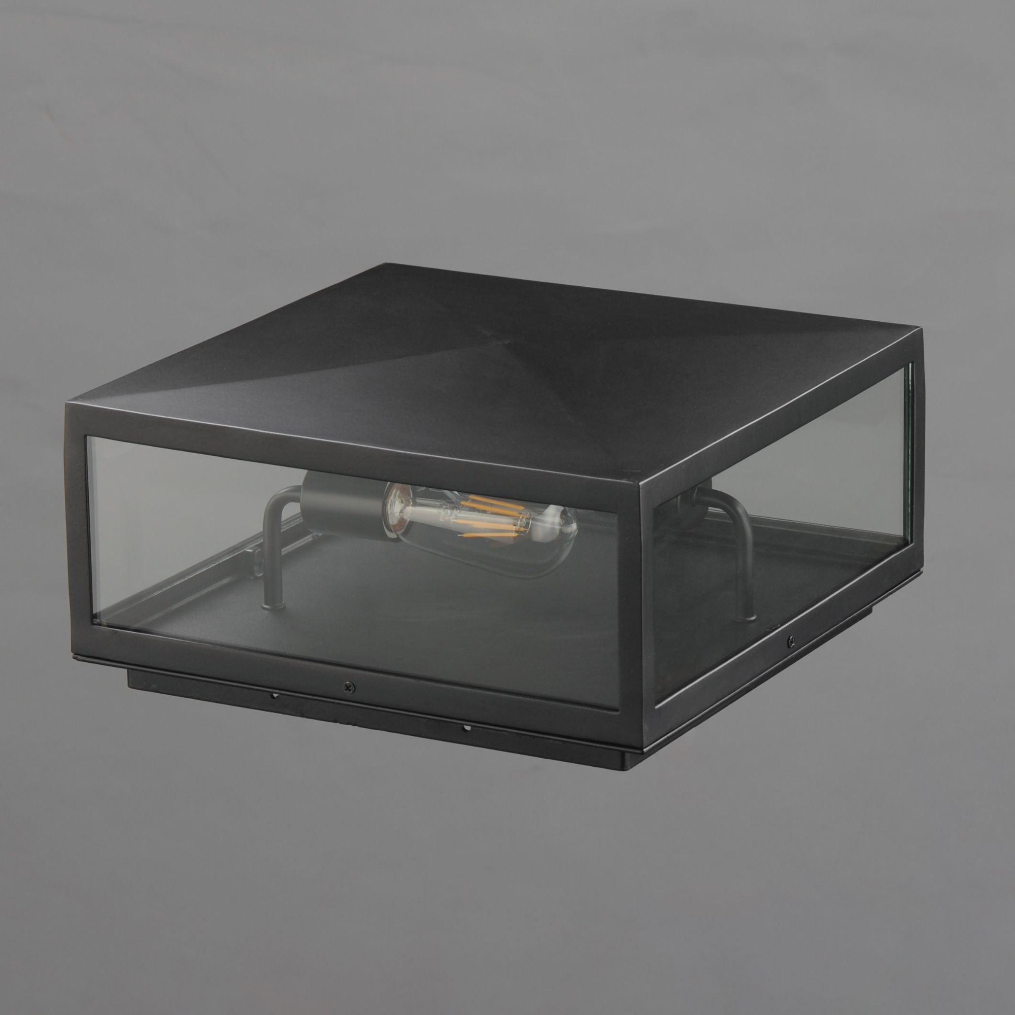 Catalina 13" 2-Light Outdoor Column Light / Deck Cap Lantern, Dark Bronze Finish