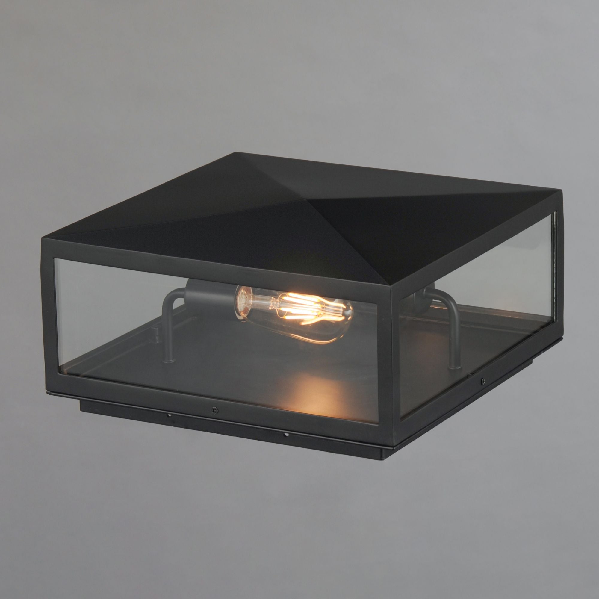 Catalina 13" 2-Light Outdoor Column Light / Deck Cap Lantern, Dark Bronze Finish