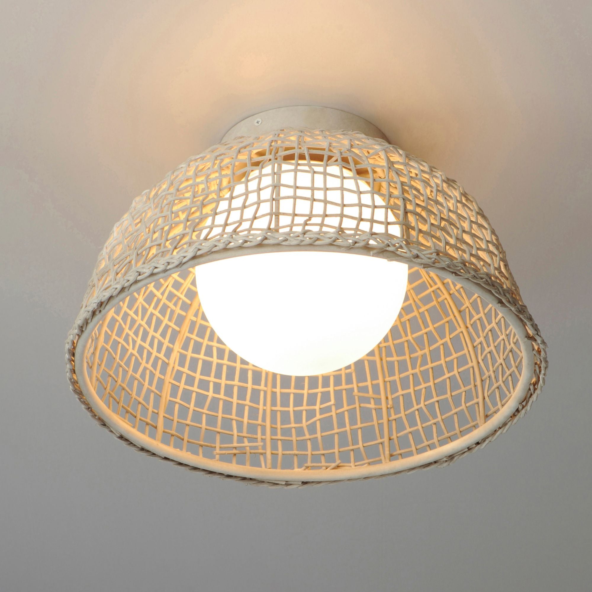 Cestino 16" Flush Mount, Weathered White Finish