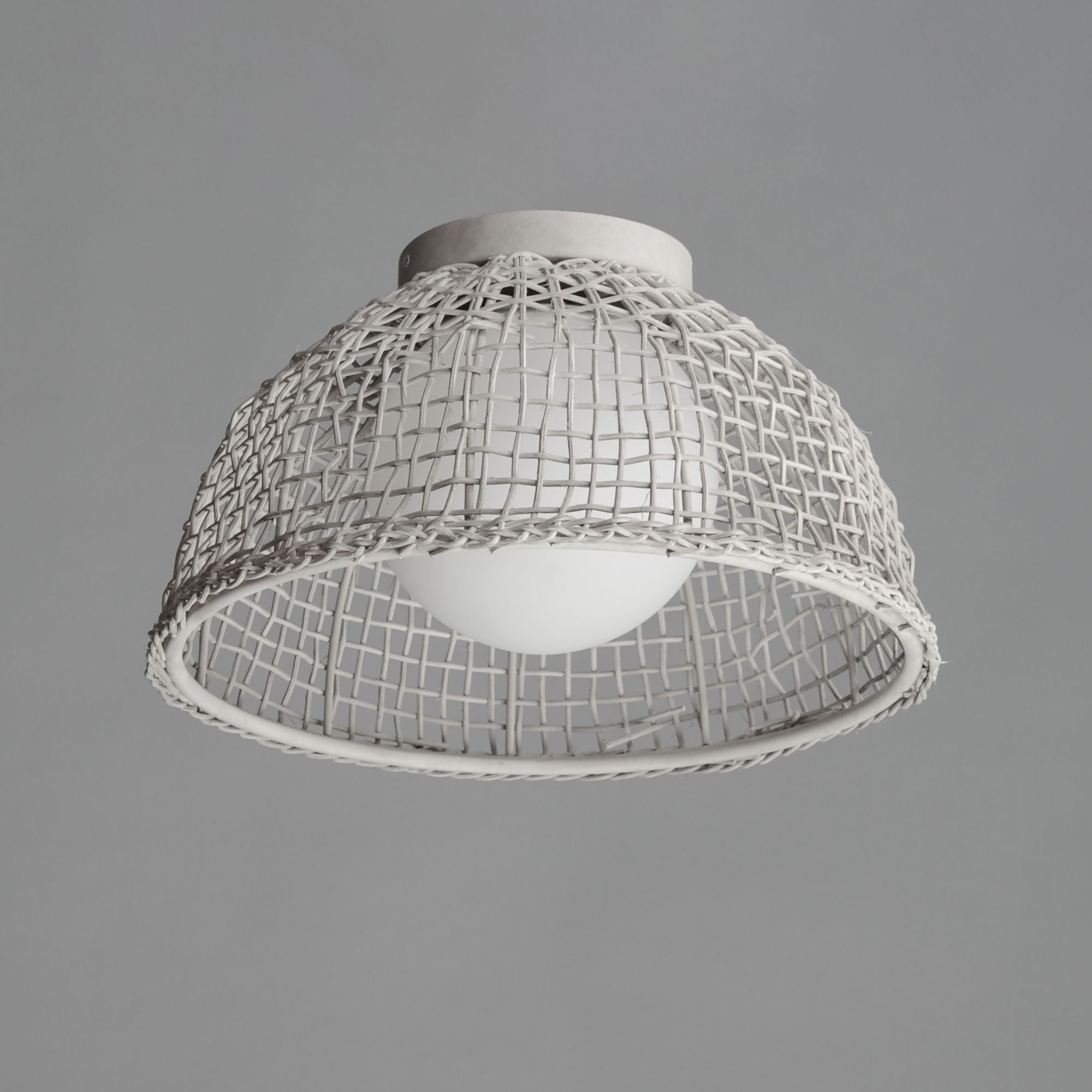 Cestino 16" Flush Mount, Weathered White Finish