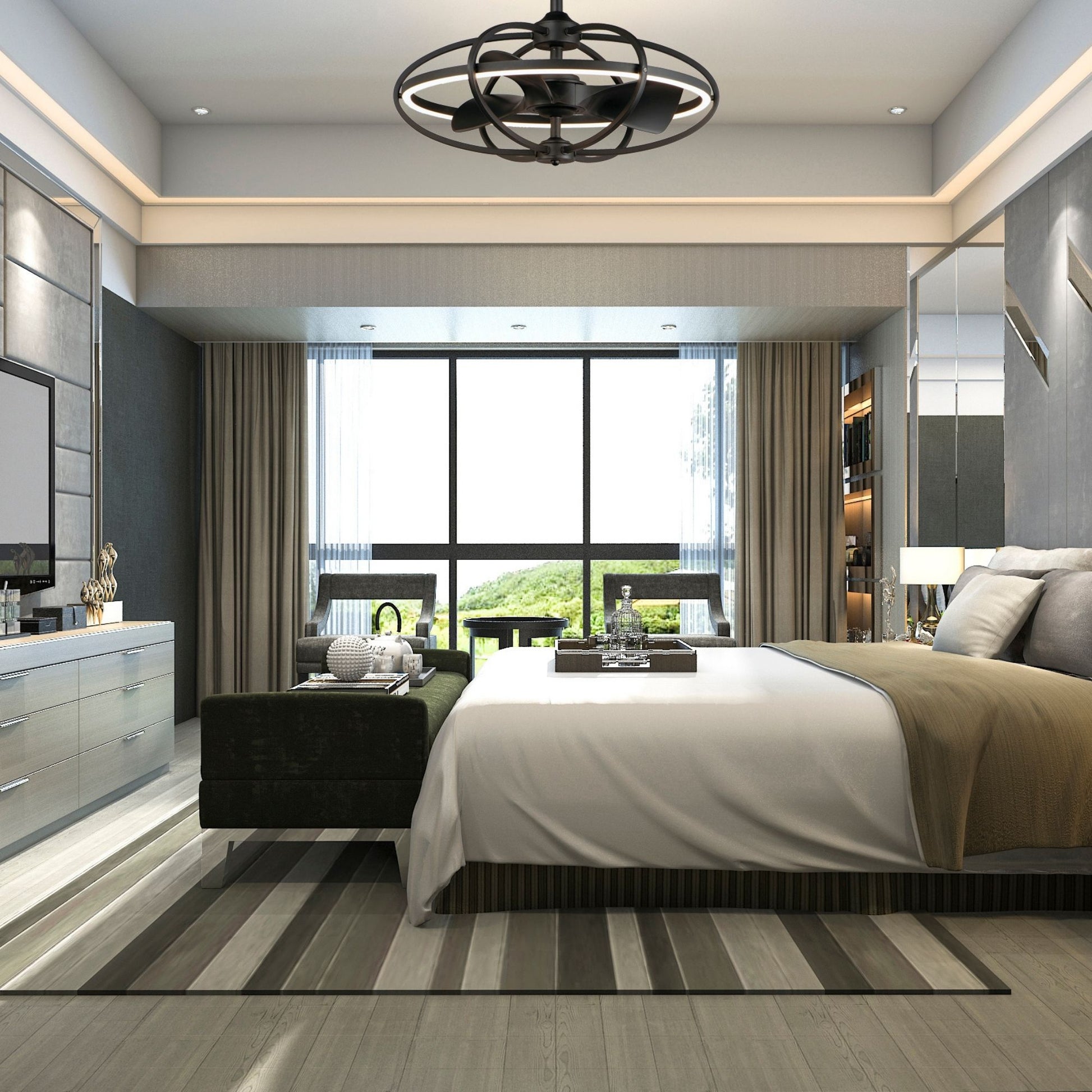 Maxim Lighting - Corona Wifi-Enabled LED Fandelight 28 Inch Black Finish | Bees Lighting